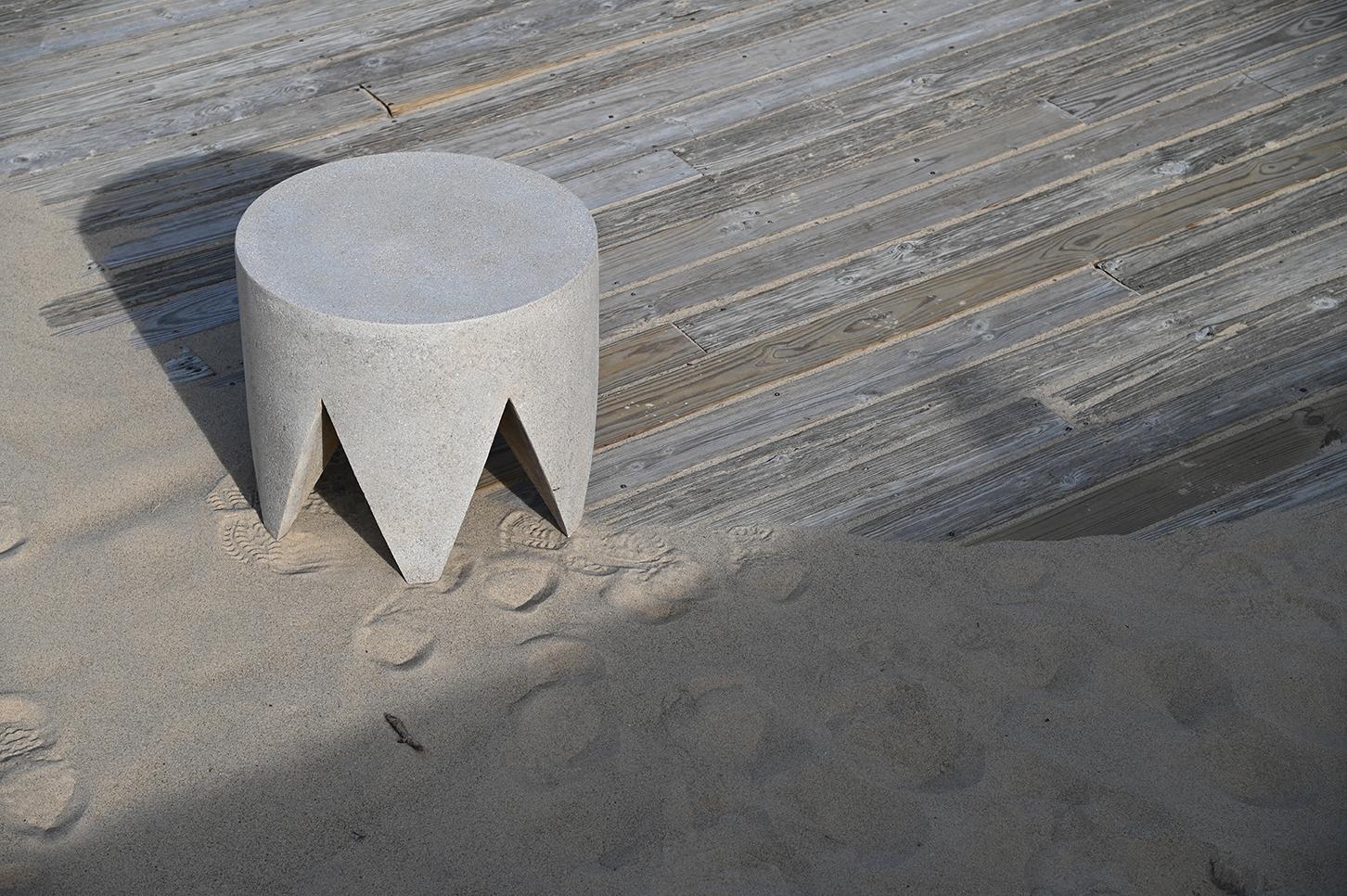 Minimalist Cast Resin 'King Me' Side Table, Aged Stone Finish by Zachary A. Design For Sale