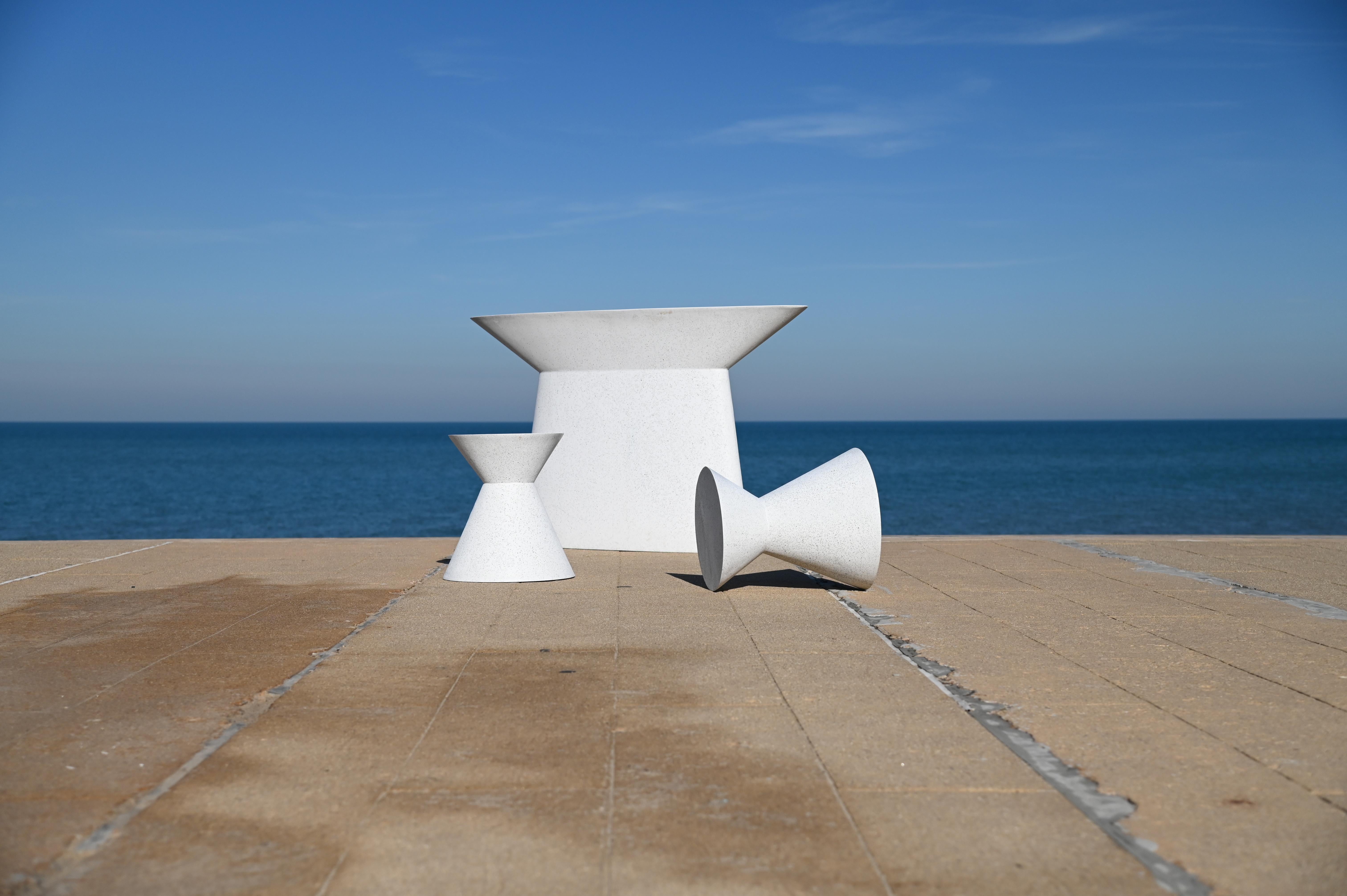 Cast Resin 'Kona' Console Table, White Stone Finish by Zachary A. Design In New Condition For Sale In Chicago, IL