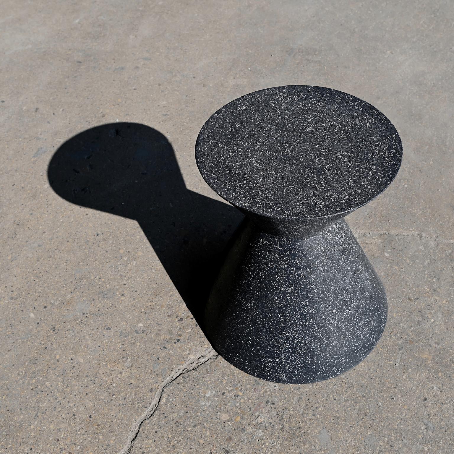 Contemporary Cast Resin 'Kona' Stool and Side Table, Coal Stone Finish by Zachary A. Design For Sale