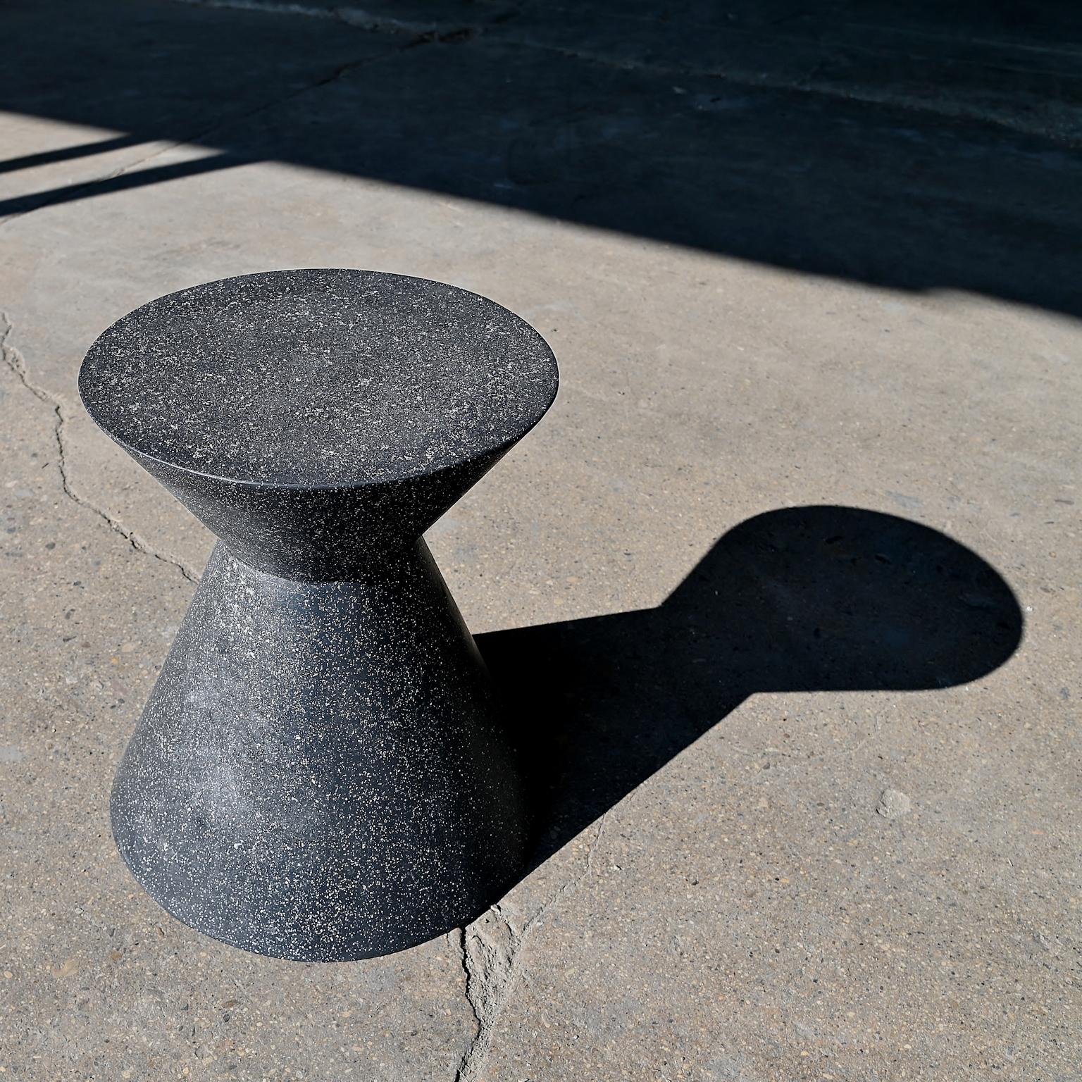 Cast Resin 'Kona' Stool and Side Table, Coal Stone Finish by Zachary A. Design For Sale 1