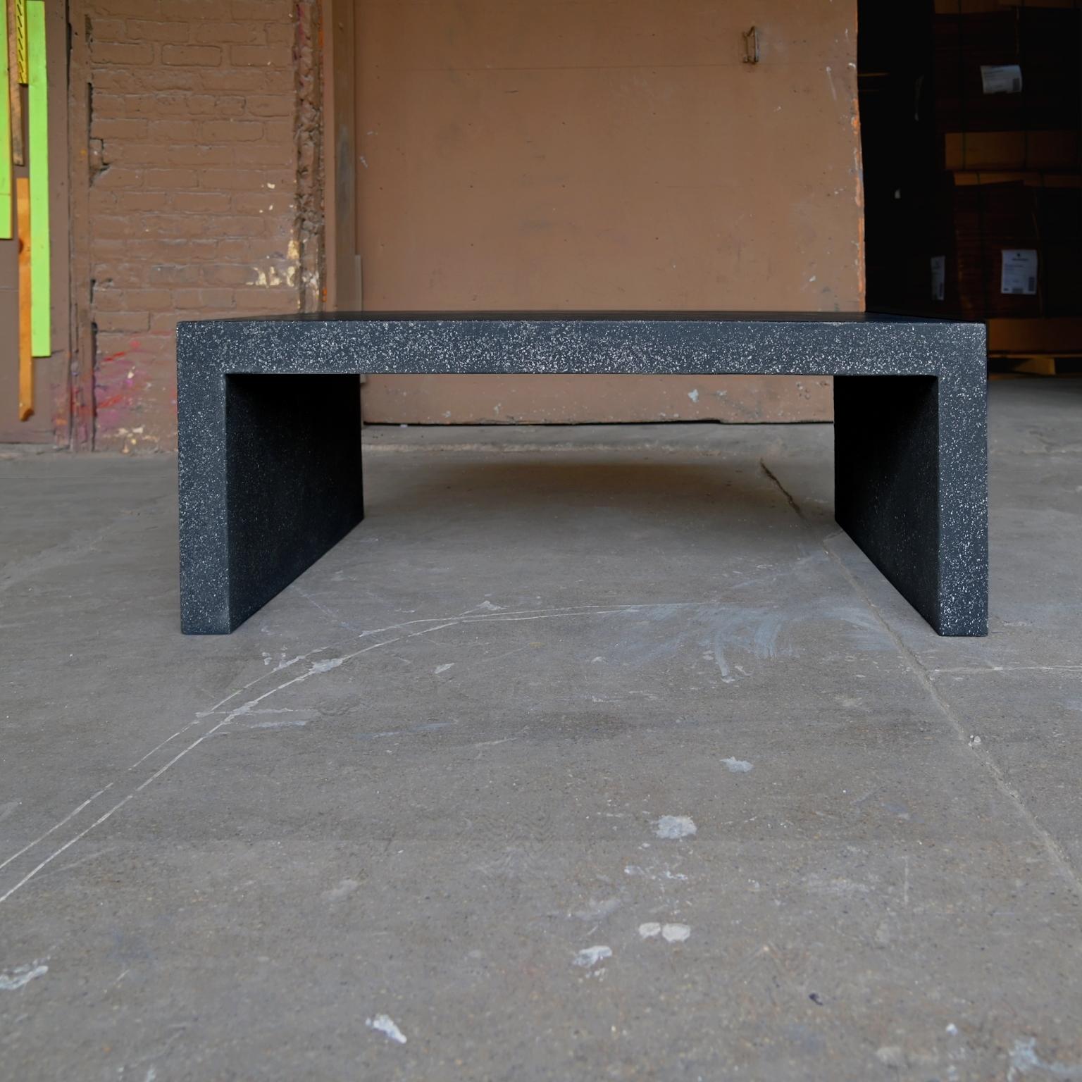 Minimalist Cast Resin 'Lynne Tell' Low Table, Coal Stone Finish by Zachary A. Design For Sale