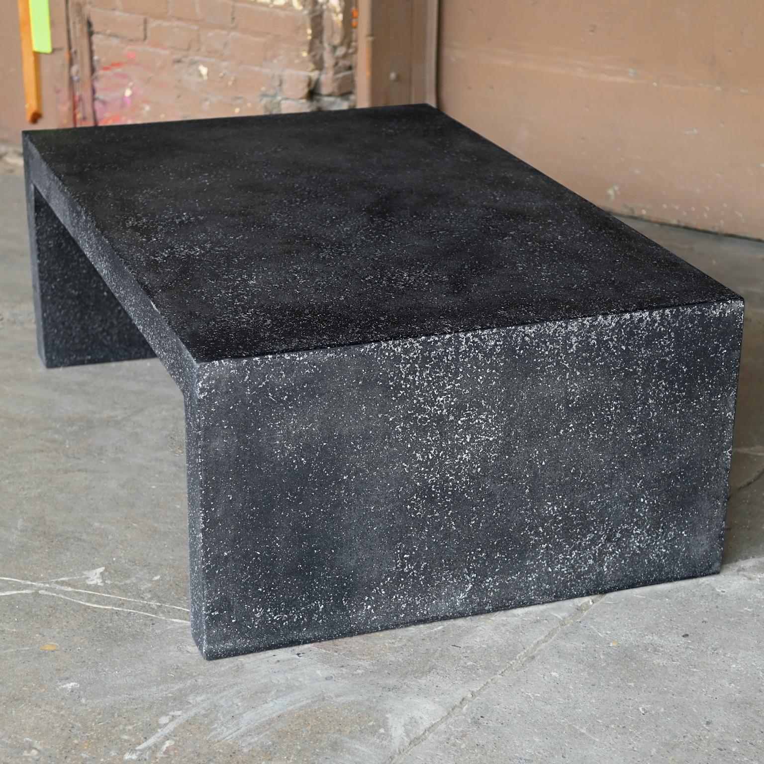 Contemporary Cast Resin 'Lynne Tell' Low Table, Coal Stone Finish by Zachary A. Design For Sale