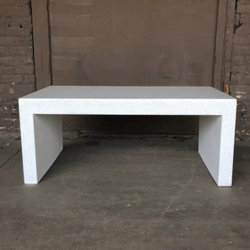 Cast Resin 'Lynne Tell' Low Table, White Stone Finish by Zachary A. Design In New Condition For Sale In Chicago, IL