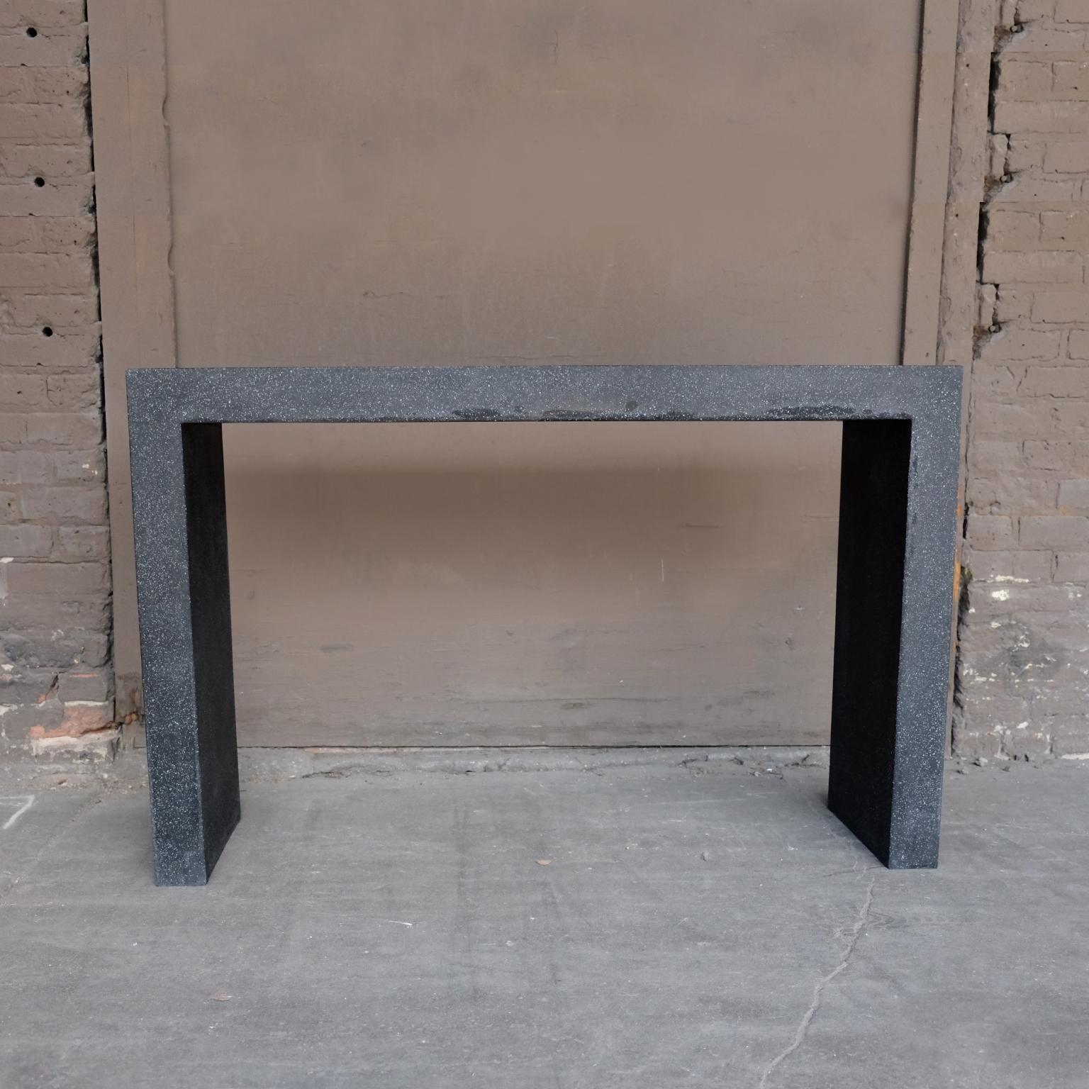 Minimalist Cast Resin 'Lynne Tell' Console Table, Coal Stone Finish by Zachary A. Design For Sale