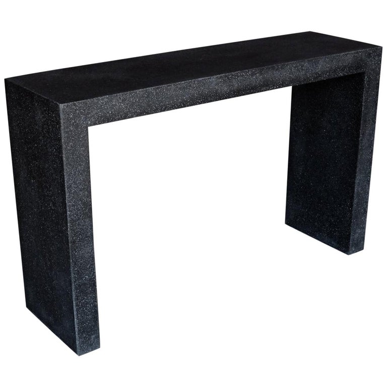 Cast Resin ''Lynne Tell'' Console Table, Coal Stone Finish by Zachary A