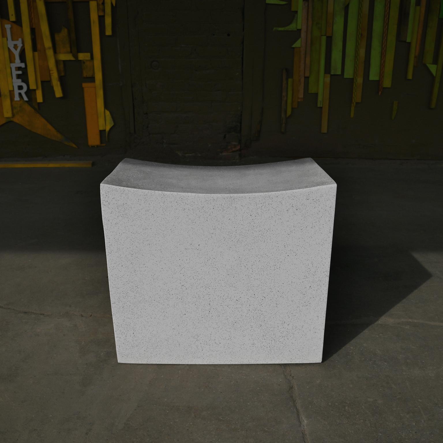 American Cast Resin 'Mason Cut' Stool, White Stone Finish by Zachary A. Design For Sale