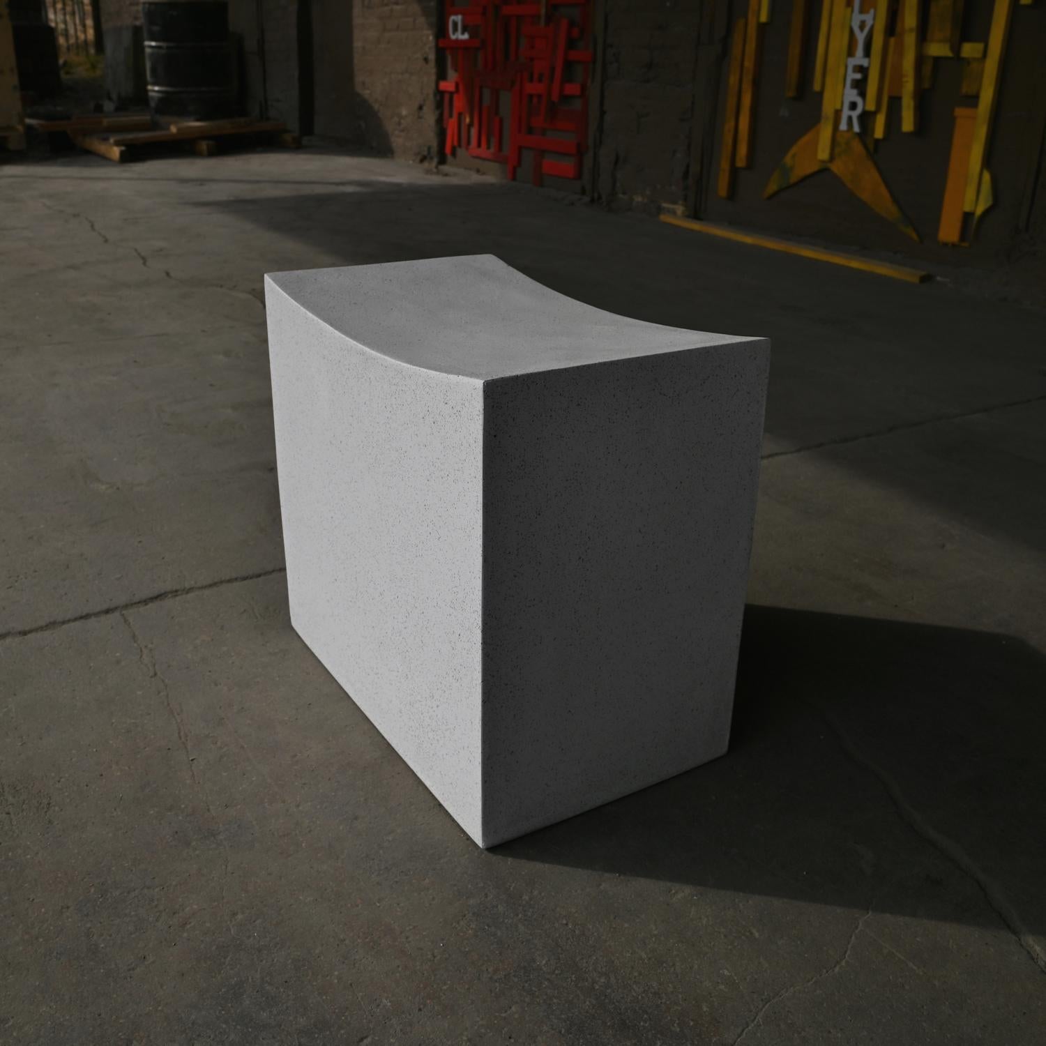 Cast Resin 'Mason Cut' Stool, White Stone Finish by Zachary A. Design In New Condition For Sale In Chicago, IL