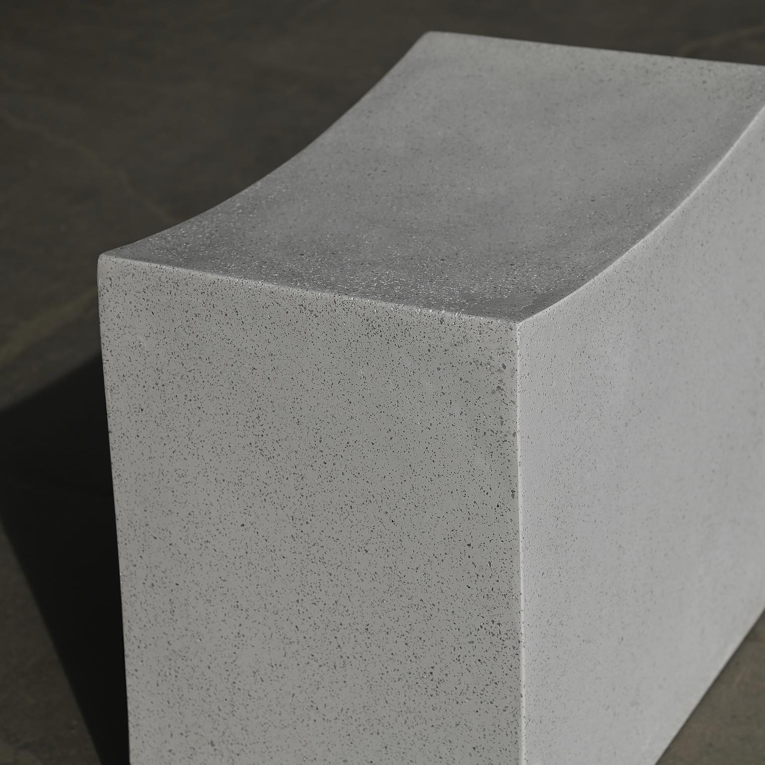 Contemporary Cast Resin 'Mason Cut' Stool, White Stone Finish by Zachary A. Design For Sale