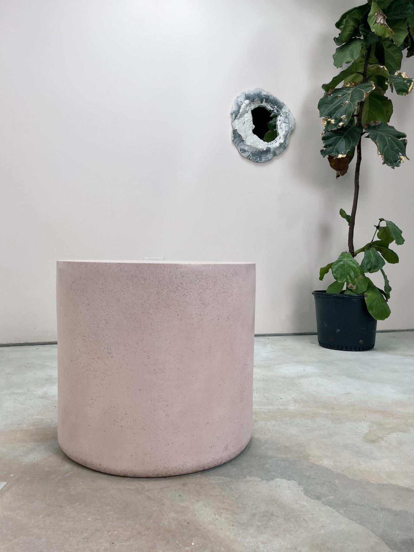 American Cast Resin 'Millstone' Low Table, Snap Dragon Pink Finish by Zachary A. Design For Sale