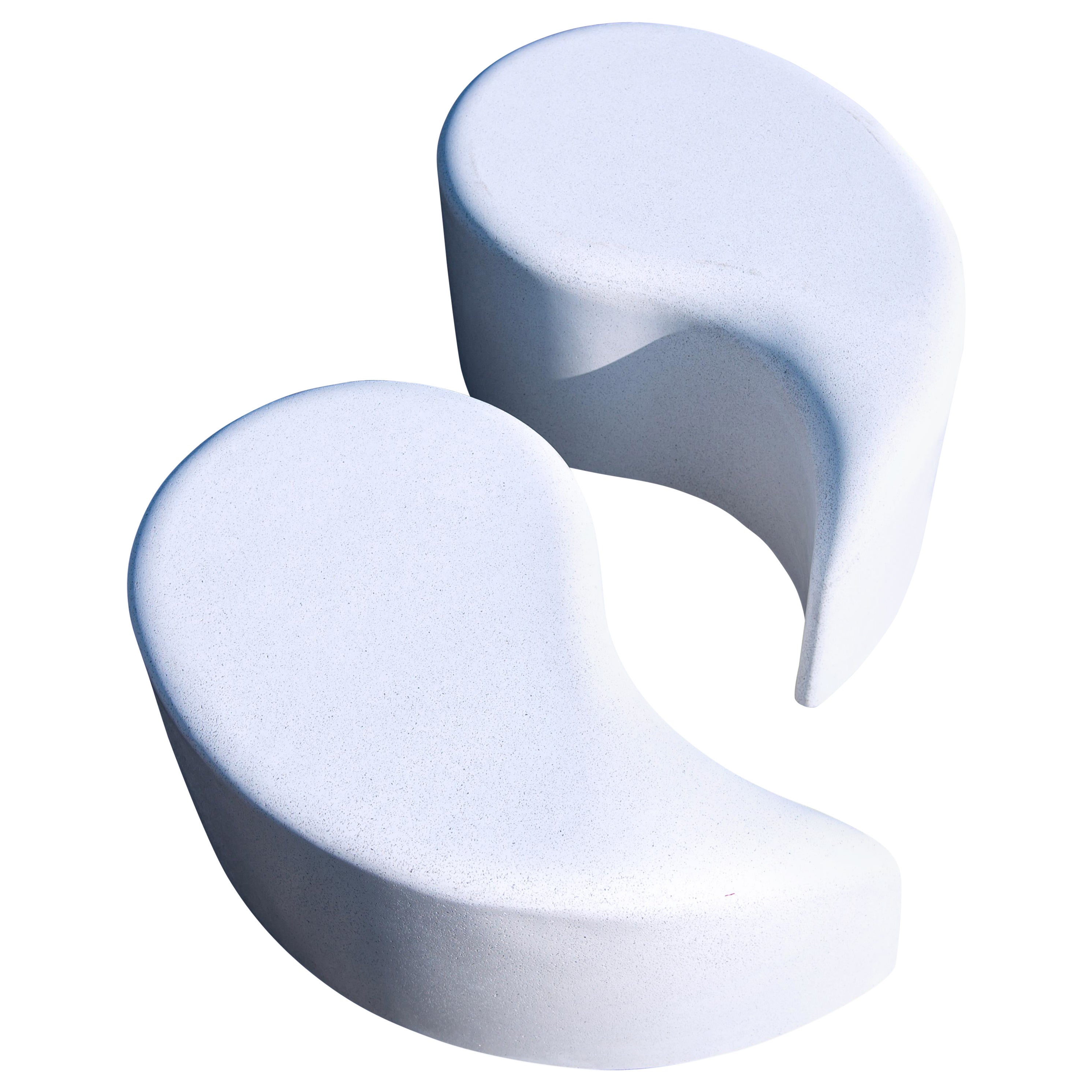 Cast Resin 'Polli' LT2 Stool, 'White Stone' Finish by Karim Rashid & Zachary A.
