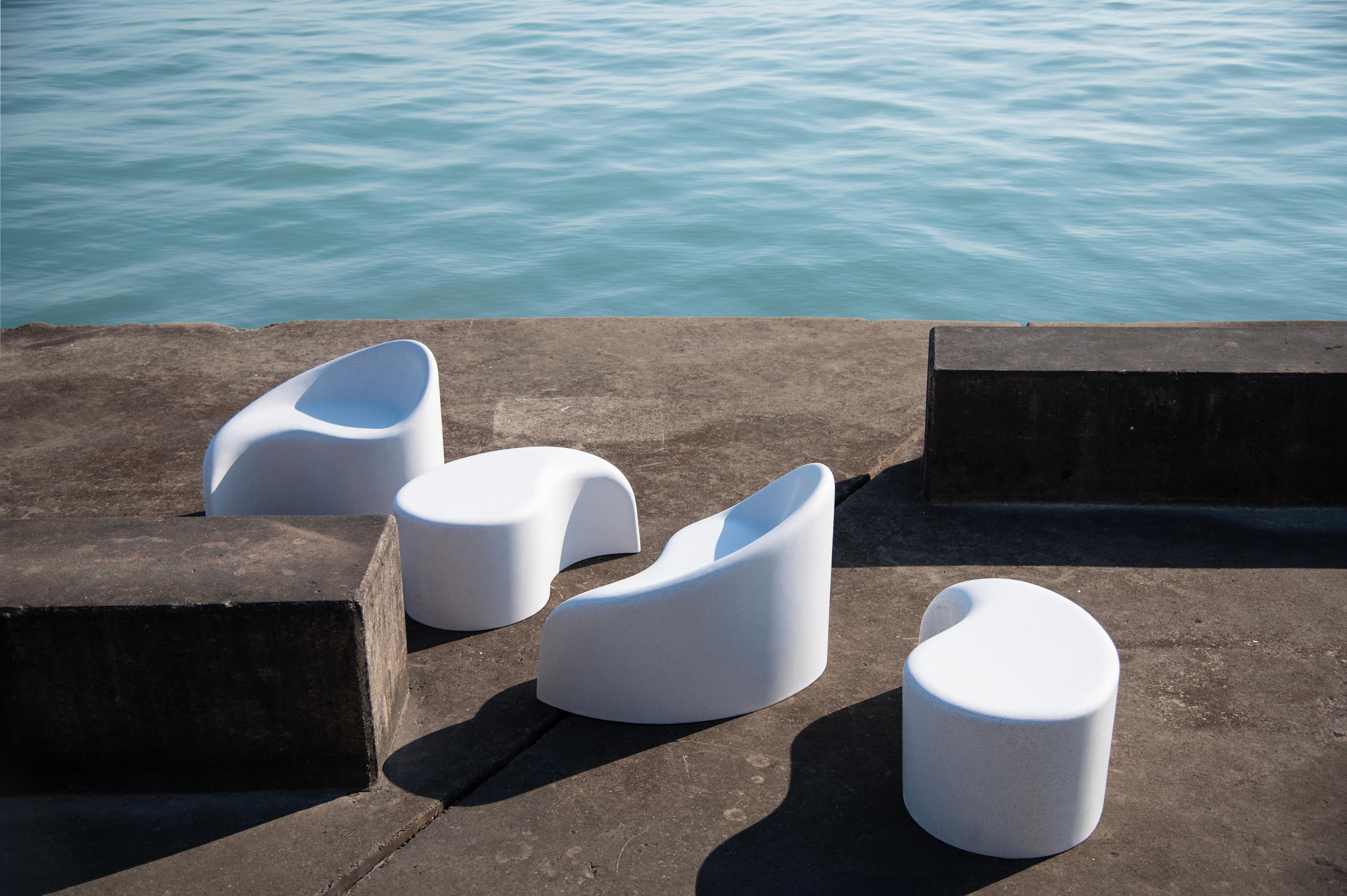 Minimalist Cast Resin 'Polli' RT1 Stool, 'White Stone' Finish by Karim Rashid & Zachary A. For Sale