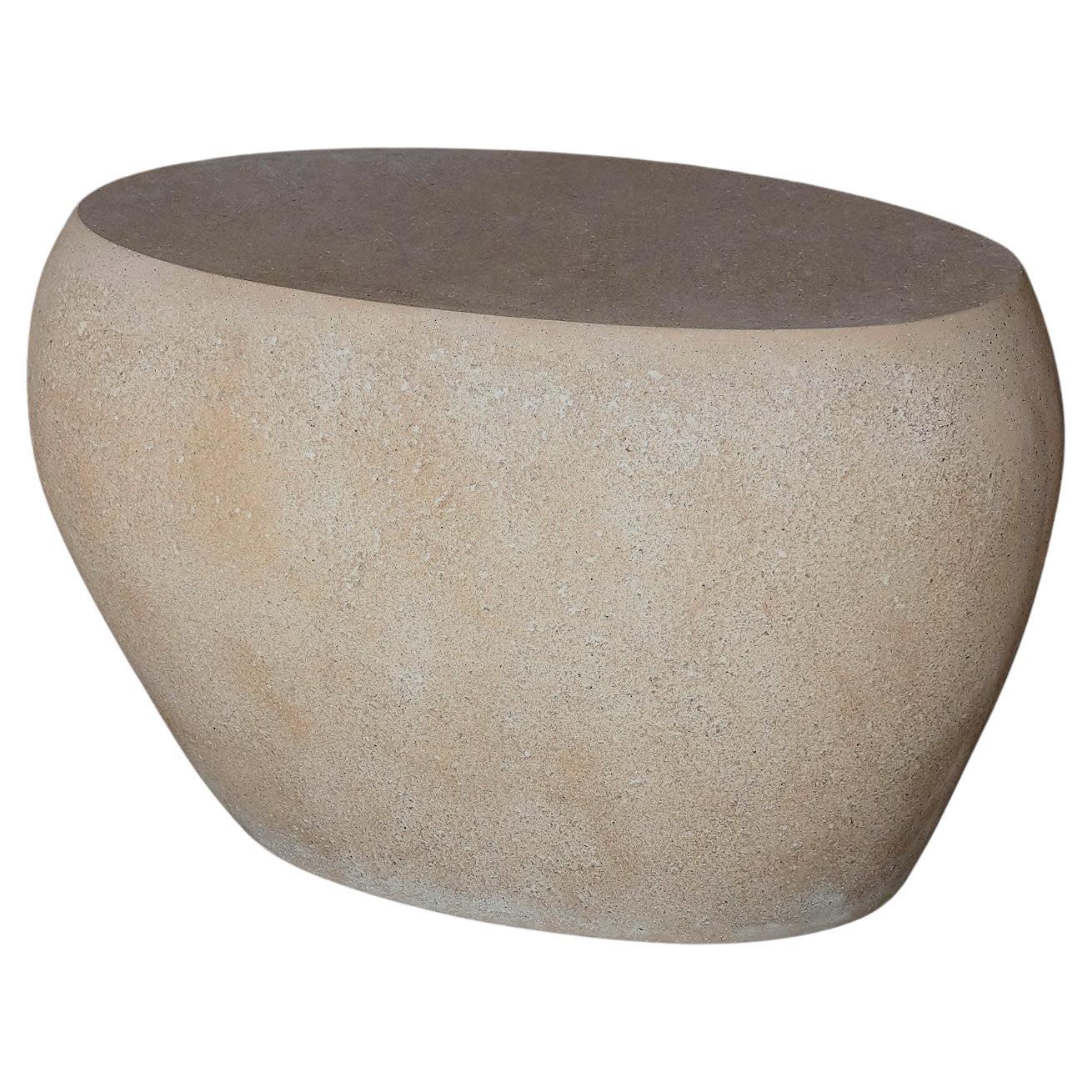 Cast Resin 'River Rock' Side Table, Aged Stone Finish by Zachary A. Design For Sale