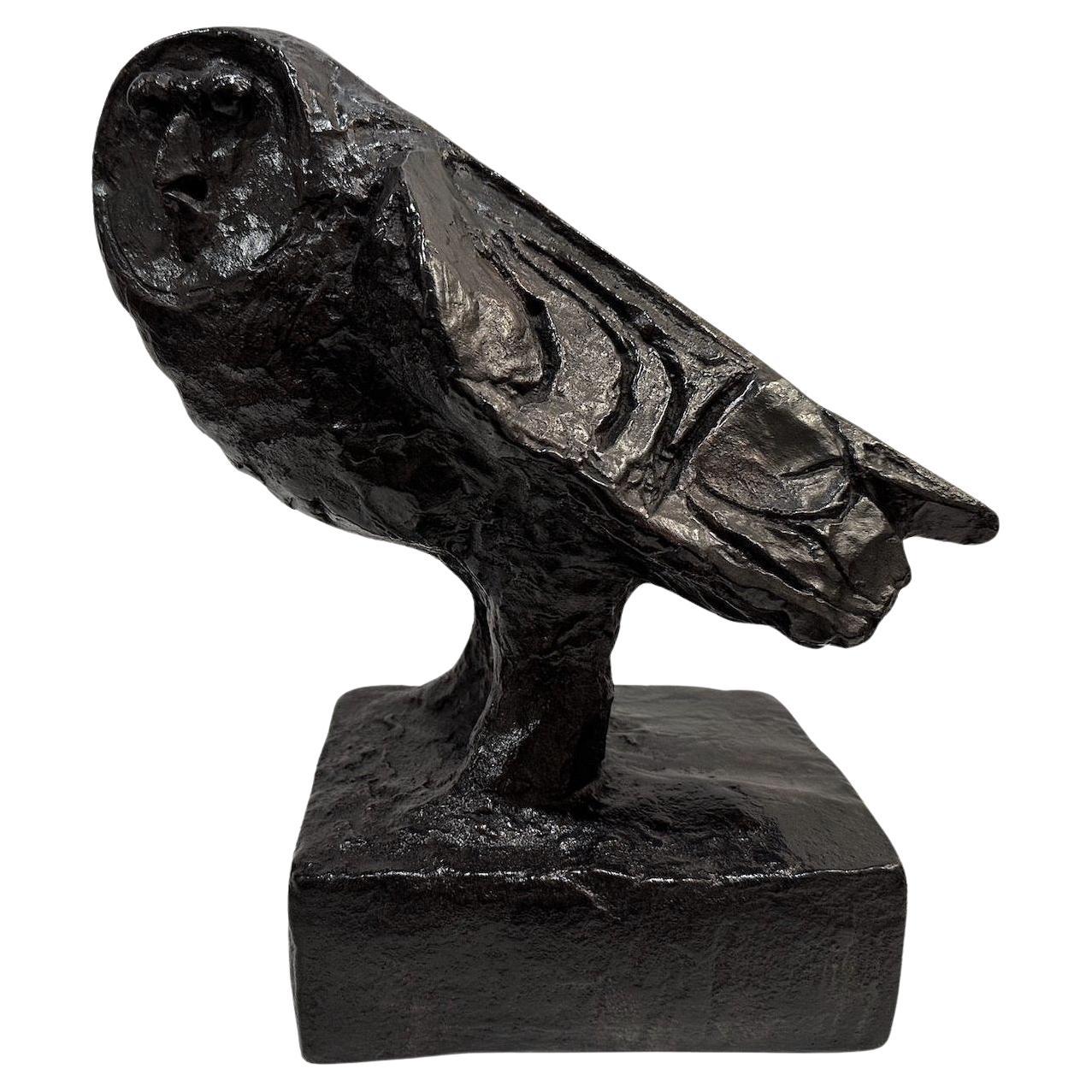 Cast Resin Sculpture of An Owl For Sale