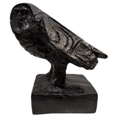 Vintage Cast Resin Sculpture of An Owl