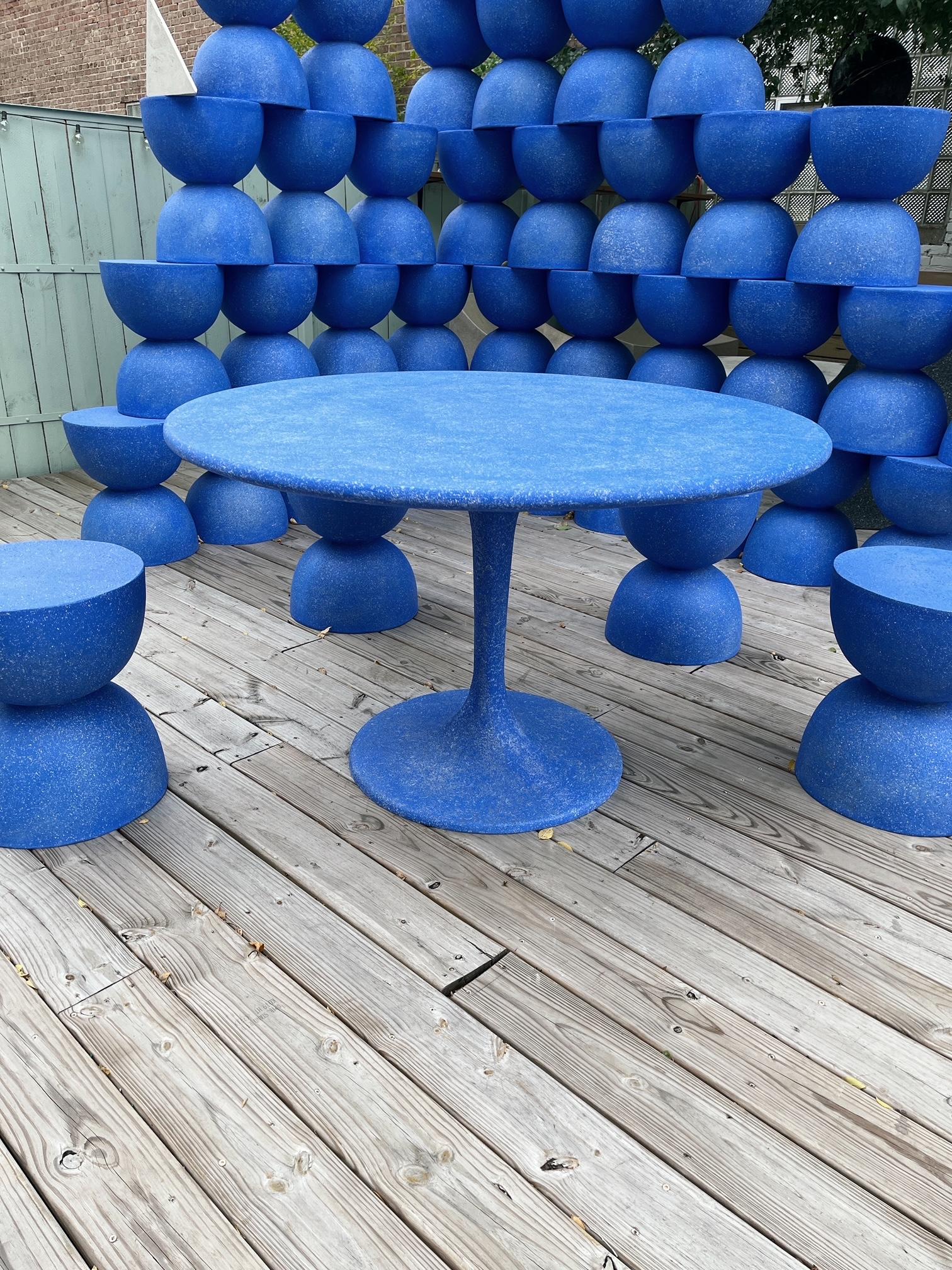 Cast Resin 'Spindle' Dining Table, Lupine Blue Finish by Zachary A. Design In New Condition For Sale In Chicago, IL