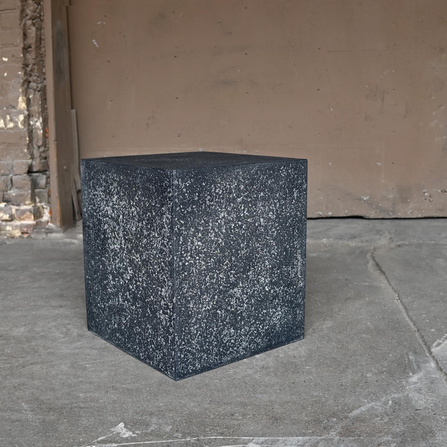 American Cast Resin 'Square' Side Table, Coal Stone Finish by Zachary A. Design For Sale