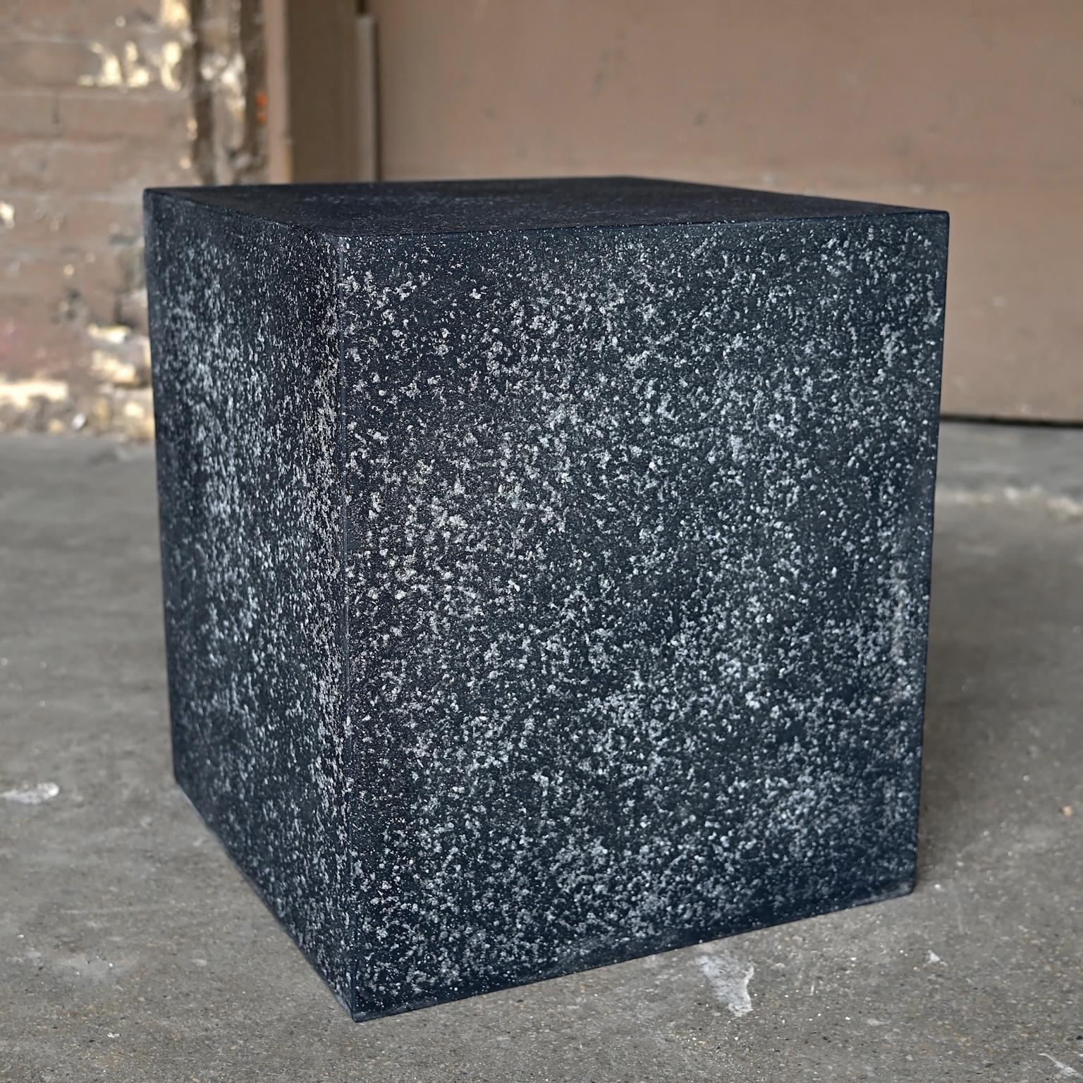 Cast Resin 'Square' Side Table, Coal Stone Finish by Zachary A. Design In New Condition For Sale In Chicago, IL