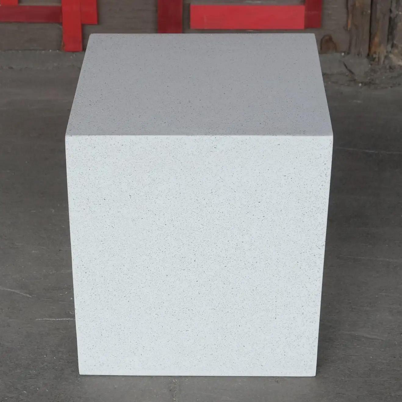American Cast Resin 'Square' Side Table, White Stone Finish by Zachary A. Design For Sale