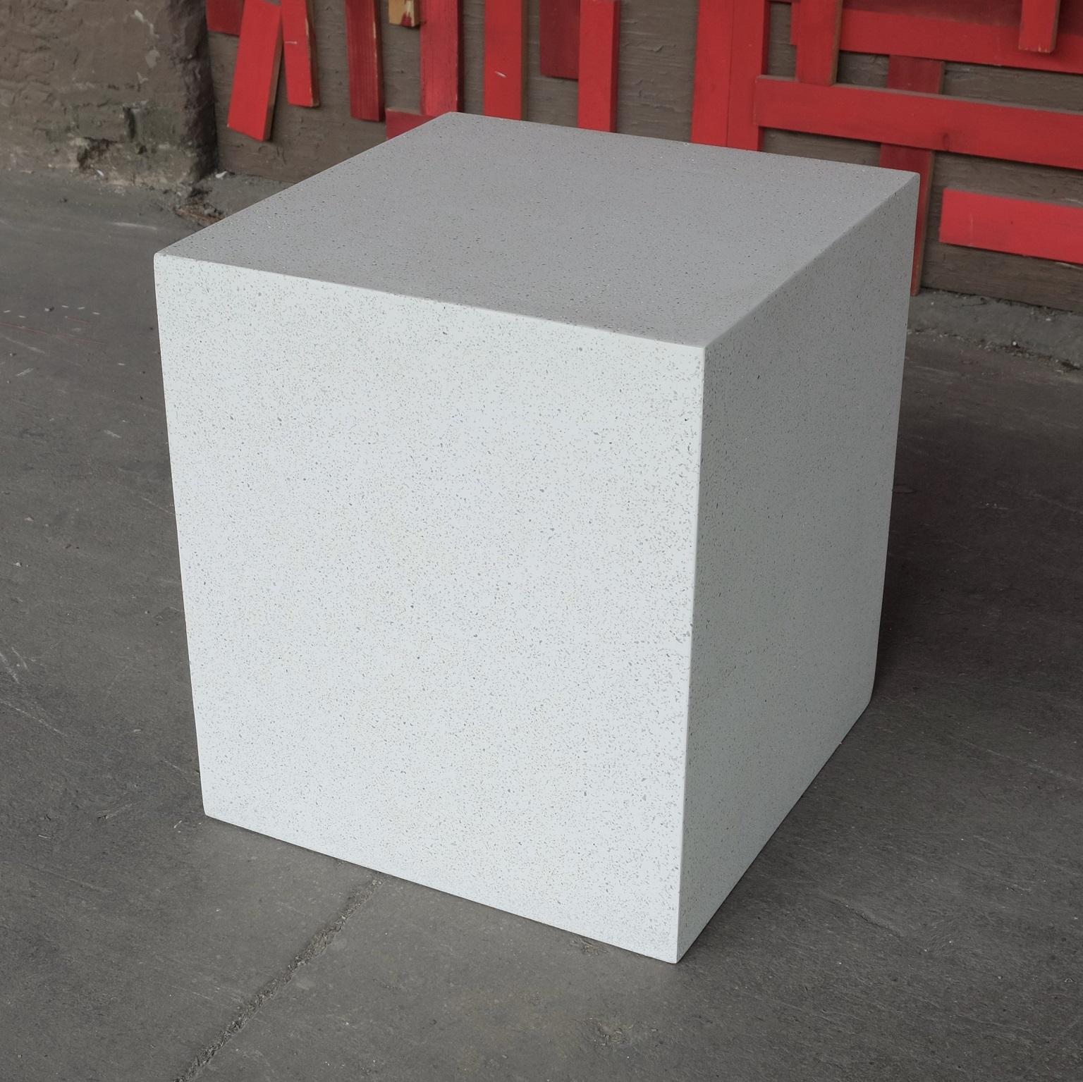 Contemporary Cast Resin 'Square' Side Table, White Stone Finish by Zachary A. Design For Sale