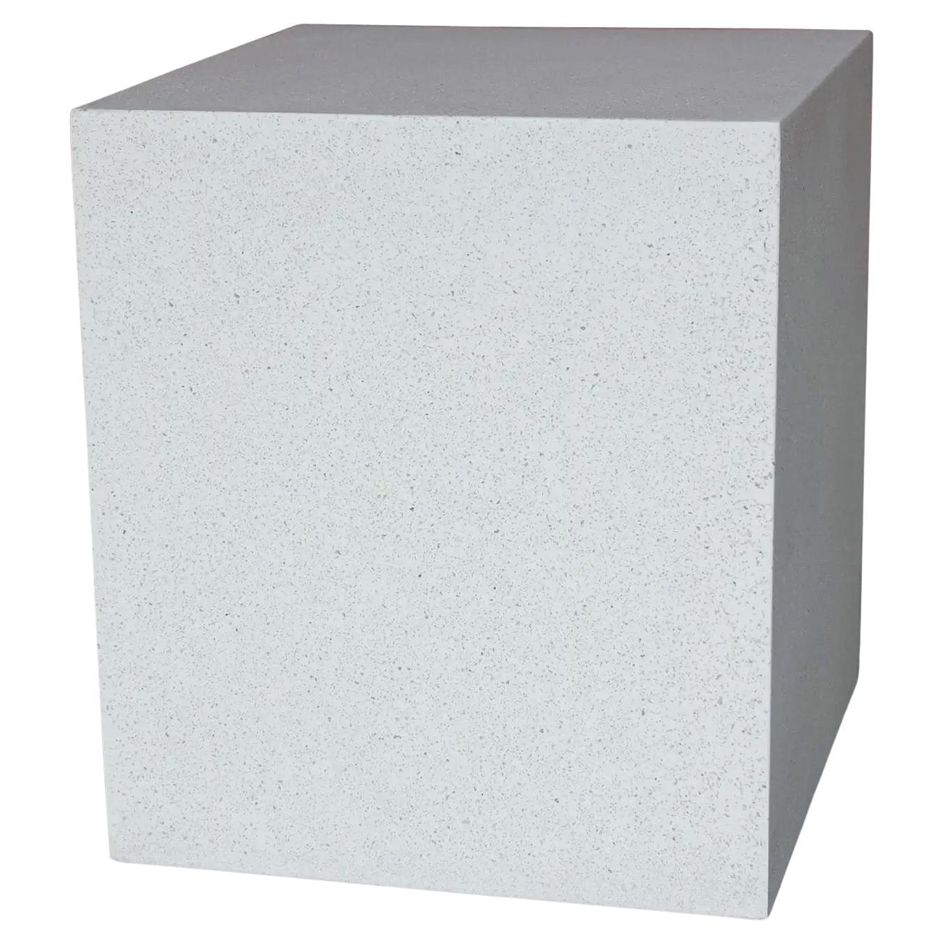 Cast Resin 'Square' Side Table, White Stone Finish by Zachary A. Design For Sale