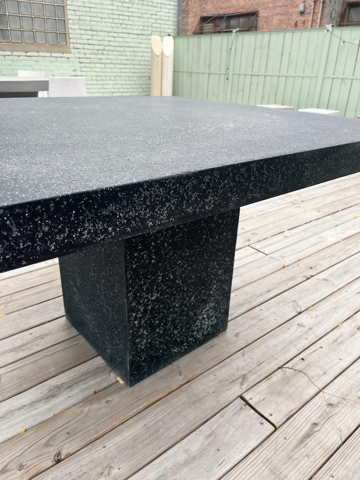 Minimalist Cast Resin 'Square Slab' Dining Table, Coal Stone Finish by Zachary A. Design For Sale