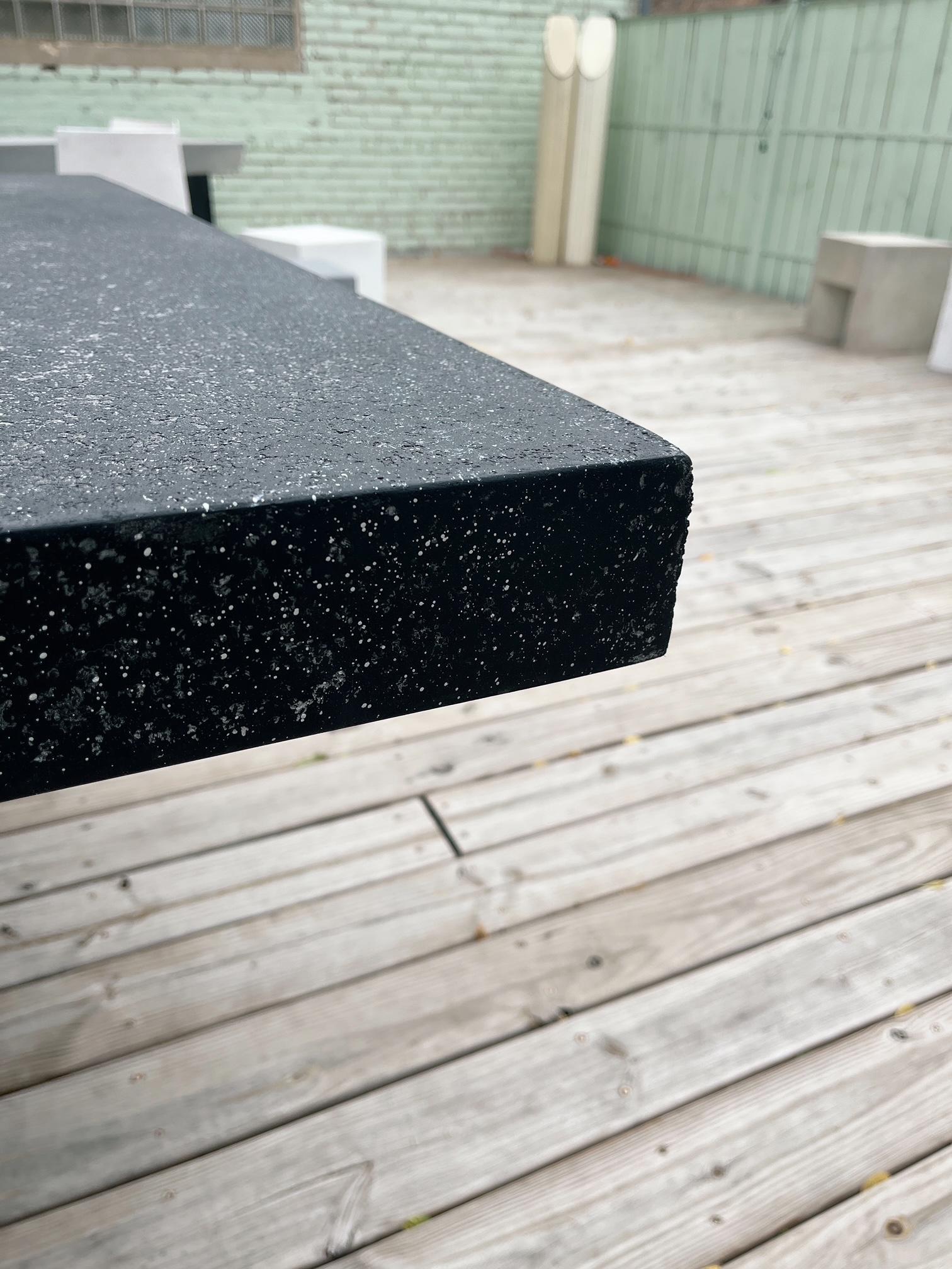 American Cast Resin 'Square Slab' Dining Table, Coal Stone Finish by Zachary A. Design For Sale