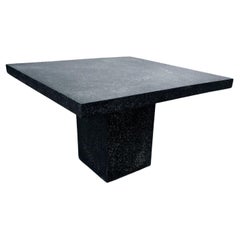 Cast Resin 'Square Slab' Dining Table, Coal Stone Finish by Zachary A. Design