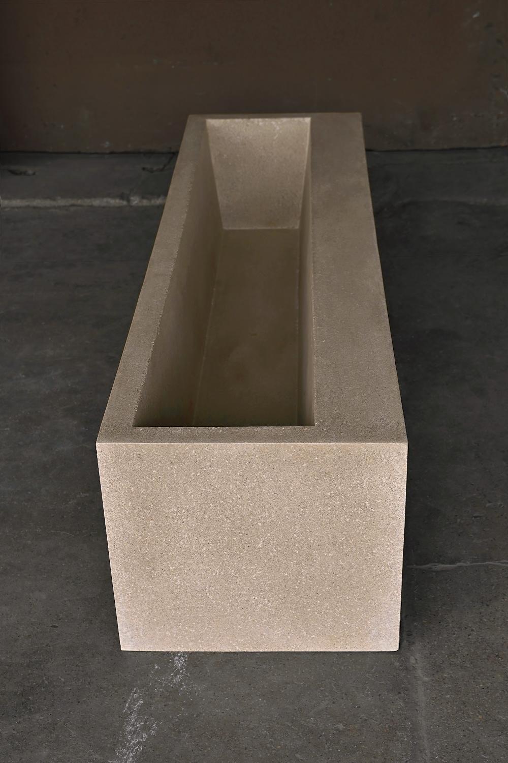 Minimalist Cast Resin 'Terrace' Planter, Aged Stone Finish by Zachary A. Design For Sale