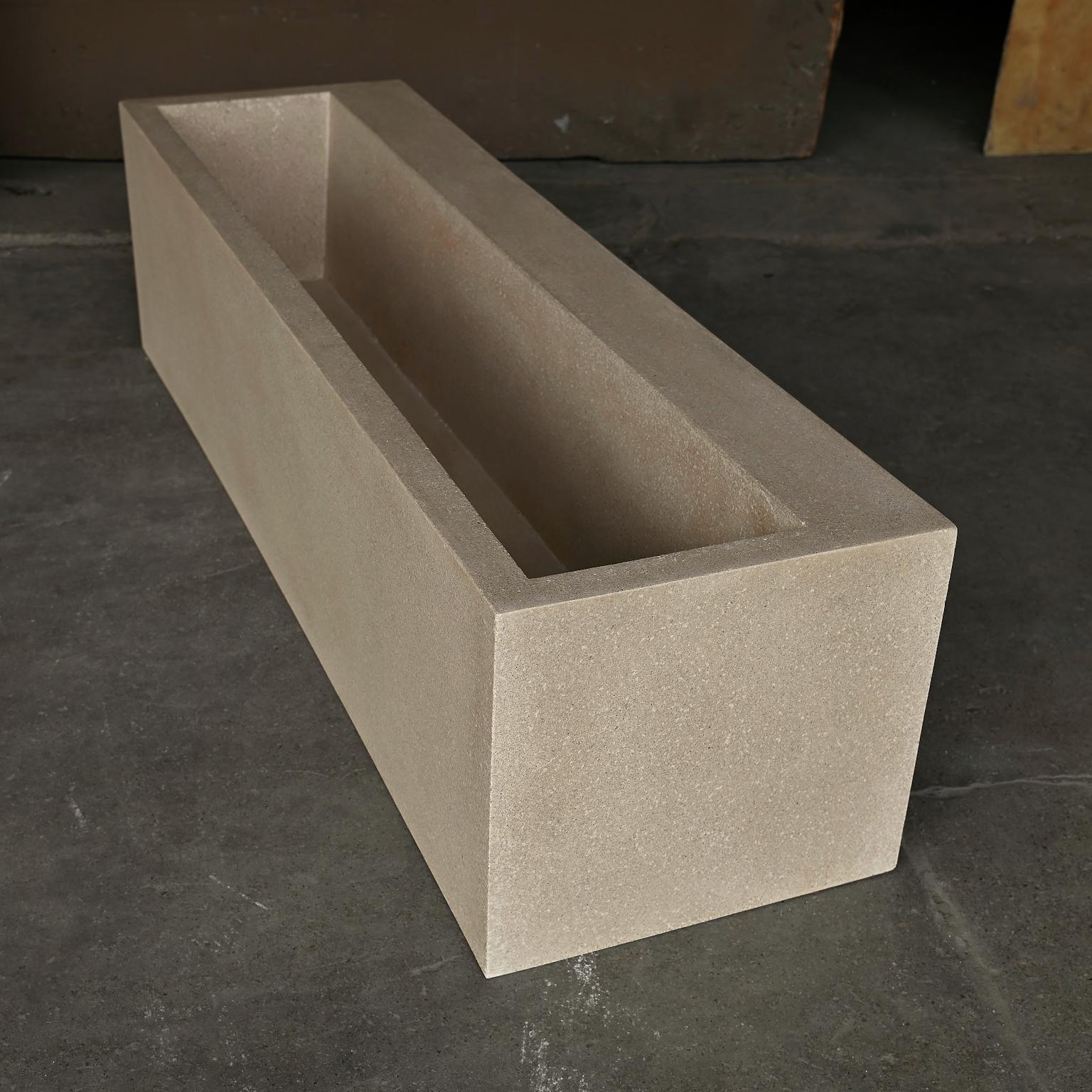 Contemporary Cast Resin 'Terrace' Planter, Aged Stone Finish by Zachary A. Design For Sale