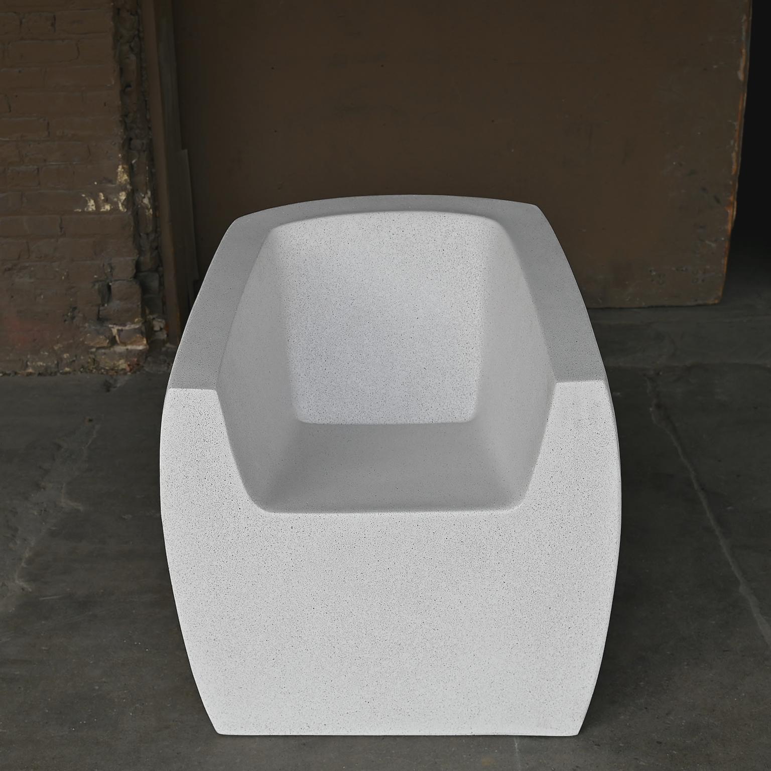 Modern Cast Resin 'Van Dyke' Club Chair, White Stone Finish by Zachary A. Design For Sale