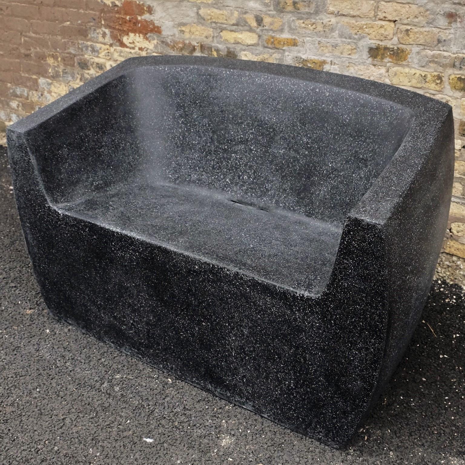 Minimalist Cast Resin 'Van Dyke' Loveseat, Coal Stone Finish by Zachary A. Design For Sale