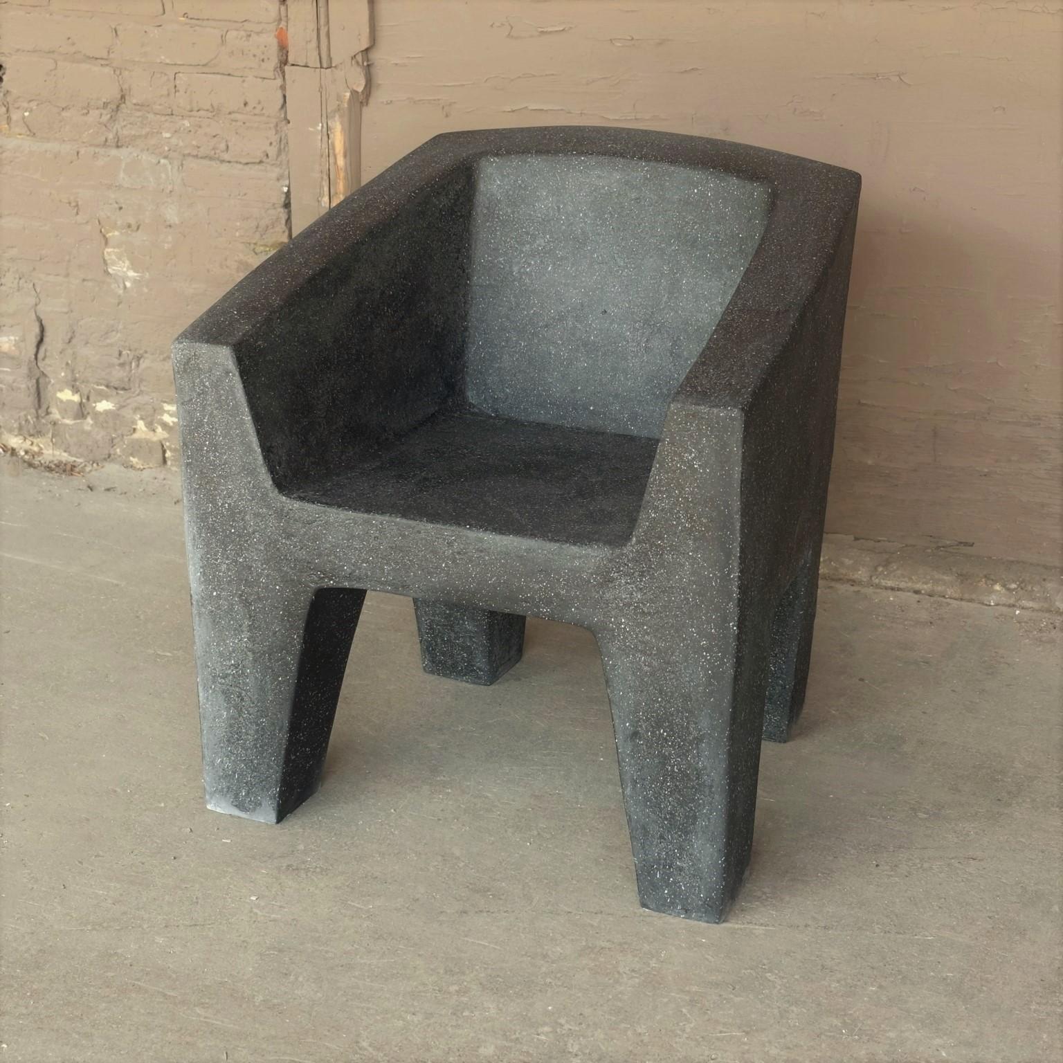 Minimalist Cast Resin 'Van Eyke' Club Chair, Coal Stone Finish by Zachary A. Design For Sale