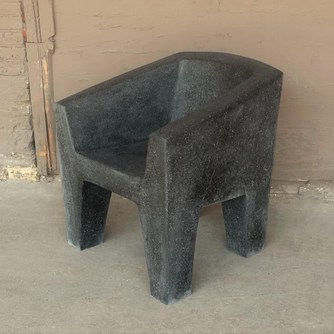 American Cast Resin 'Van Eyke' Club Chair, Coal Stone Finish by Zachary A. Design For Sale
