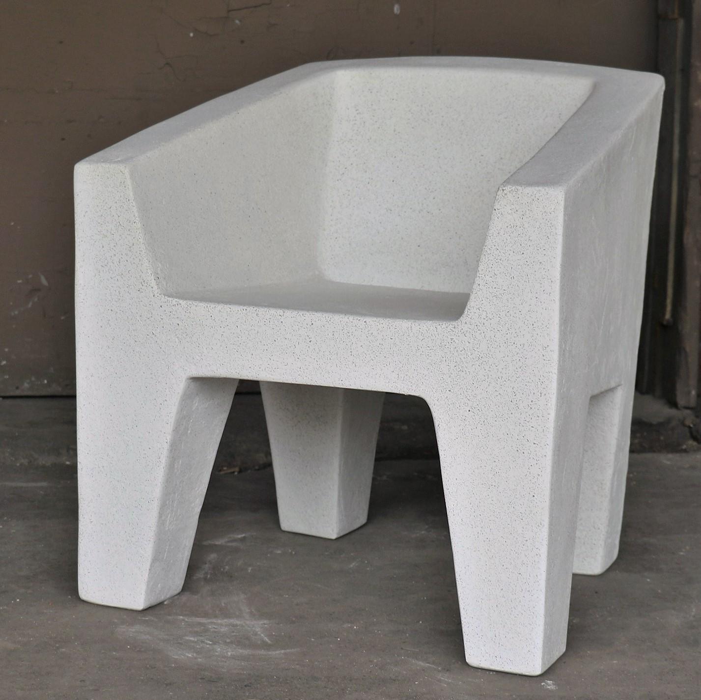Minimalist Cast Resin 'Van Eyke' Club Chair, White Stone Finish by Zachary A. Design For Sale
