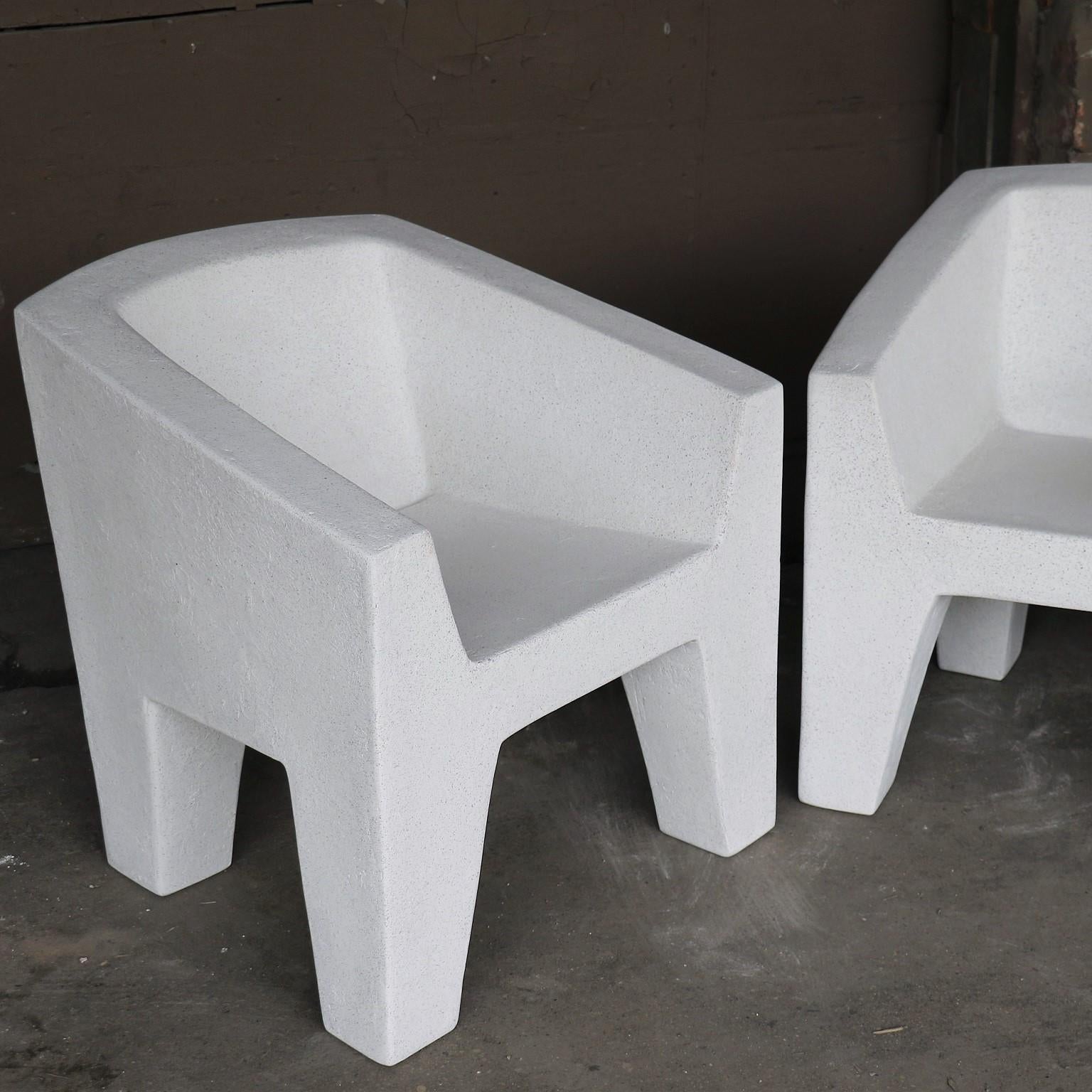 Contemporary Cast Resin 'Van Eyke' Club Chair, White Stone Finish by Zachary A. Design For Sale