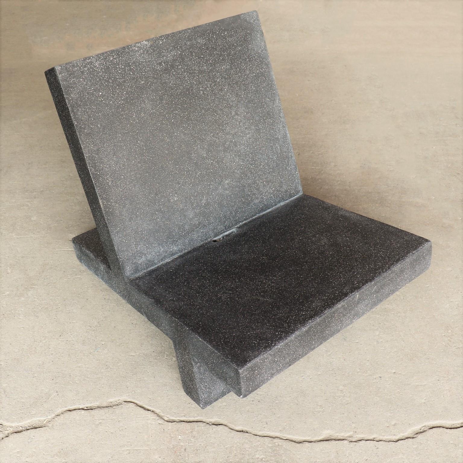 Minimalist Cast Resin 'Wavebreaker' Lounge Chair, Coal Stone Finish by Zachary A. Design For Sale