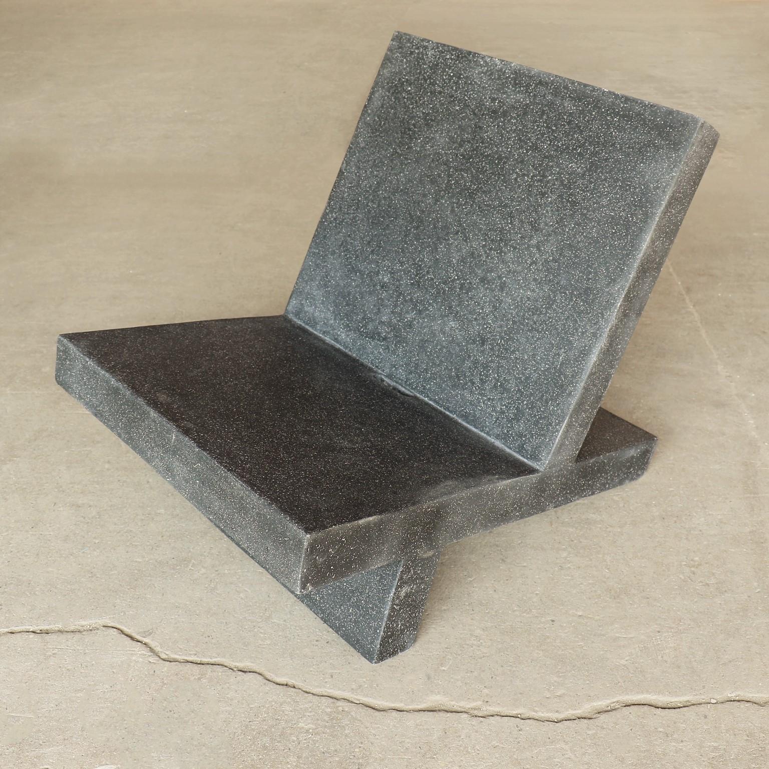 American Cast Resin 'Wavebreaker' Lounge Chair, Coal Stone Finish by Zachary A. Design For Sale