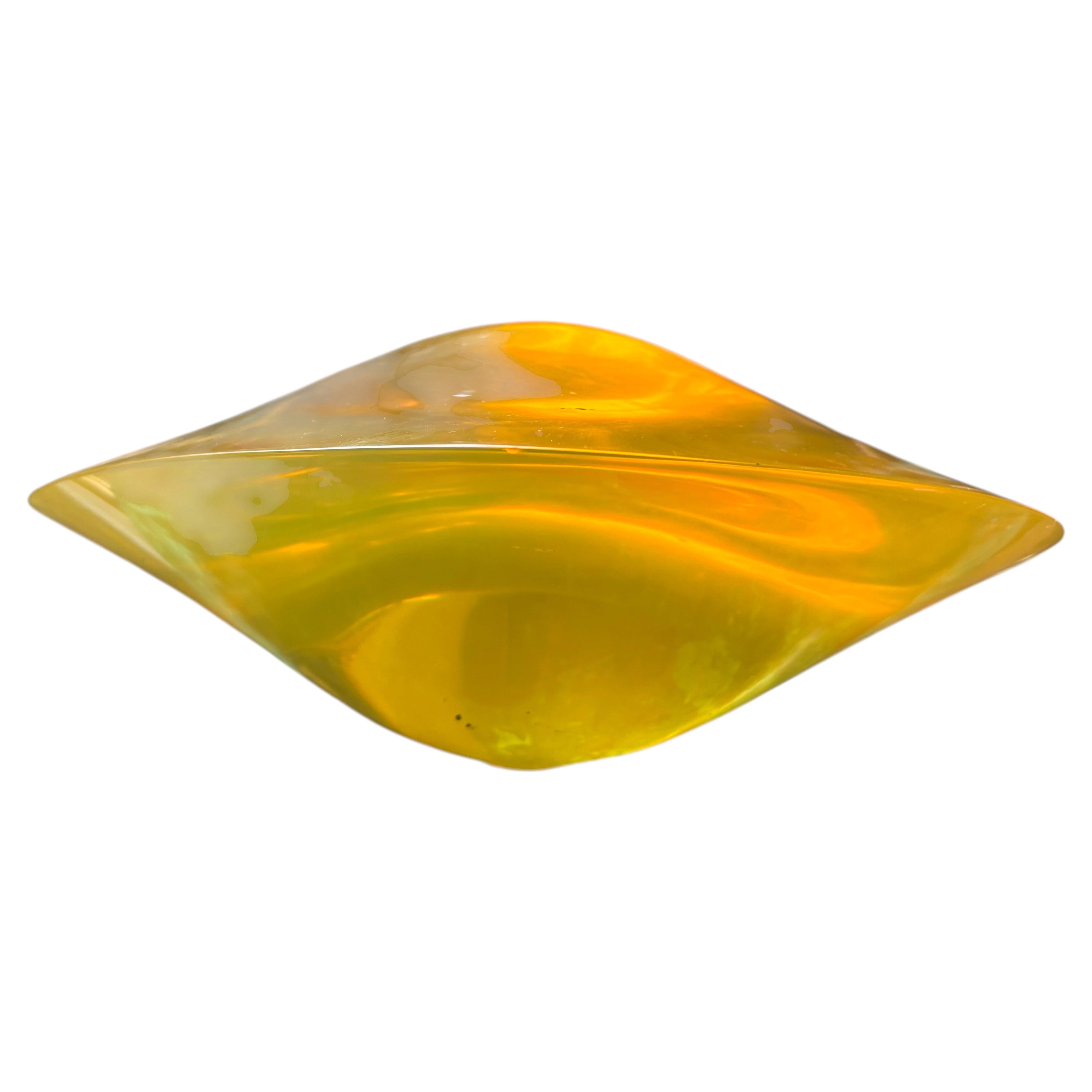 Cast Resin Yellow Disk by Light and Space movement artist DeWain Valentine
