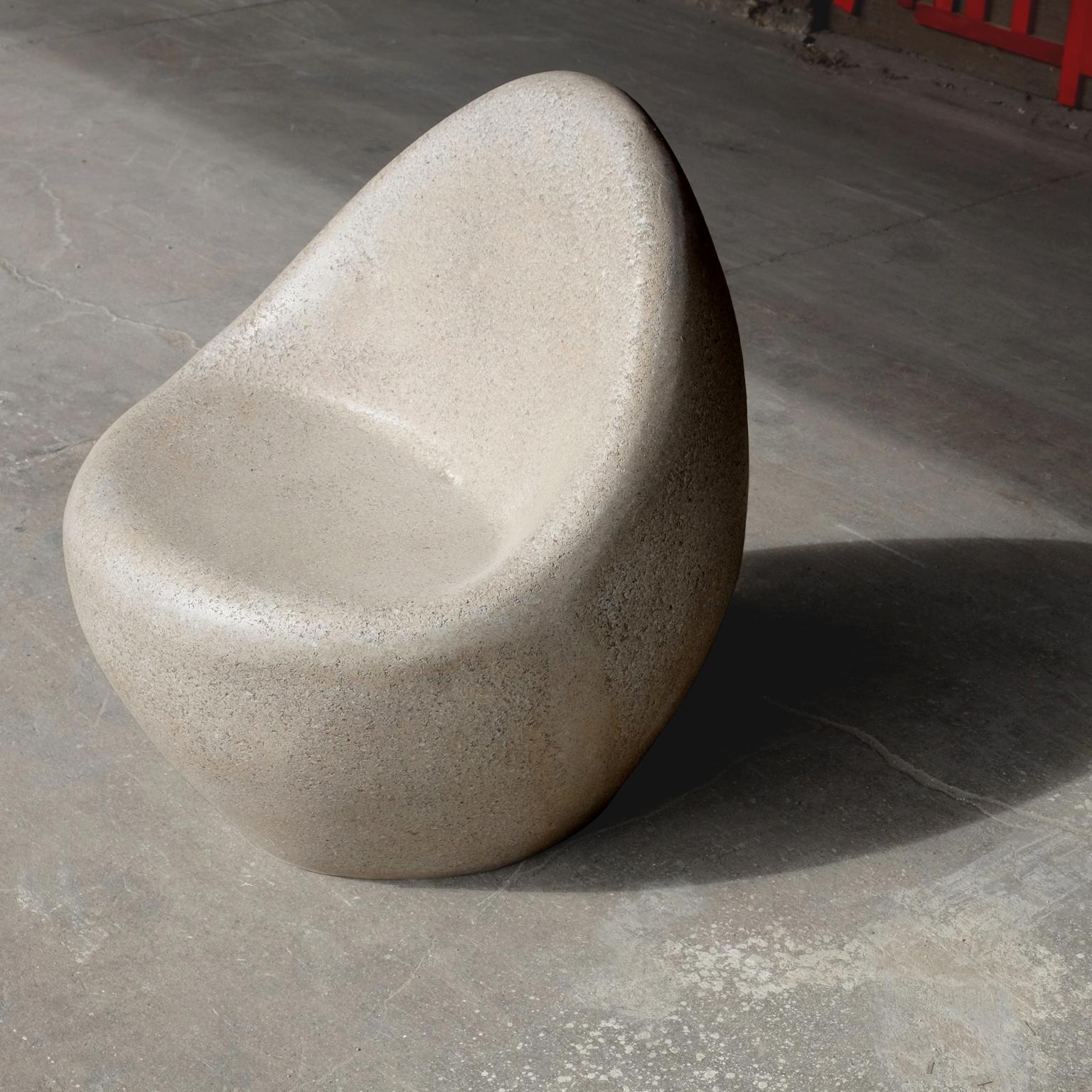 Minimalist Cast Resin 'Yolk' Chair, Aged Stone Finish by Zachary A. Design For Sale