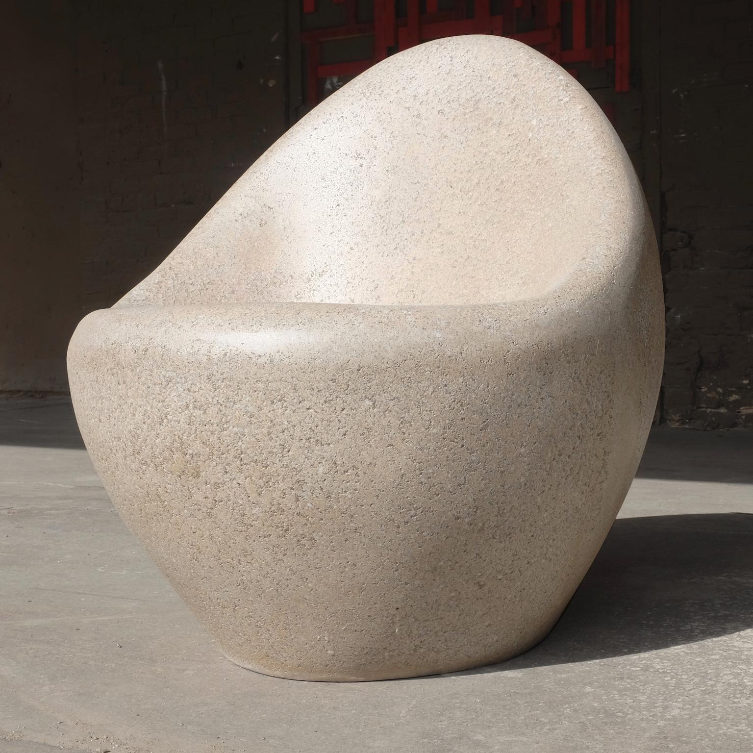 American Cast Resin 'Yolk' Chair, Aged Stone Finish by Zachary A. Design For Sale