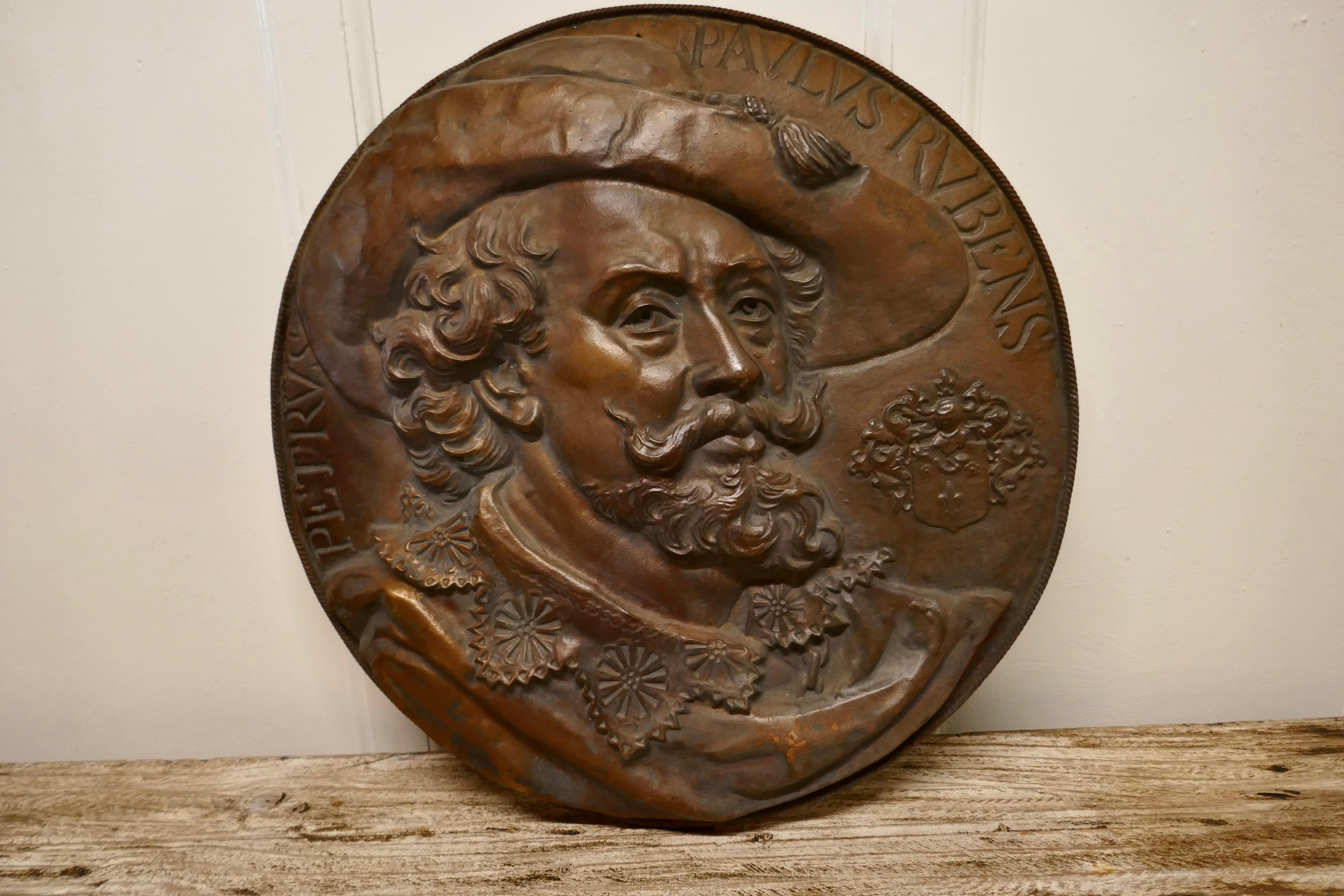 Cast roundel portrait plaque of Peter Paul Rubens 1577-1640

Portrait plaque of the Flemish Painter and Diplomat best known for his Baroque religious and mythological paintings
A superb and unusual piece the plaque is not heavy, it is in good