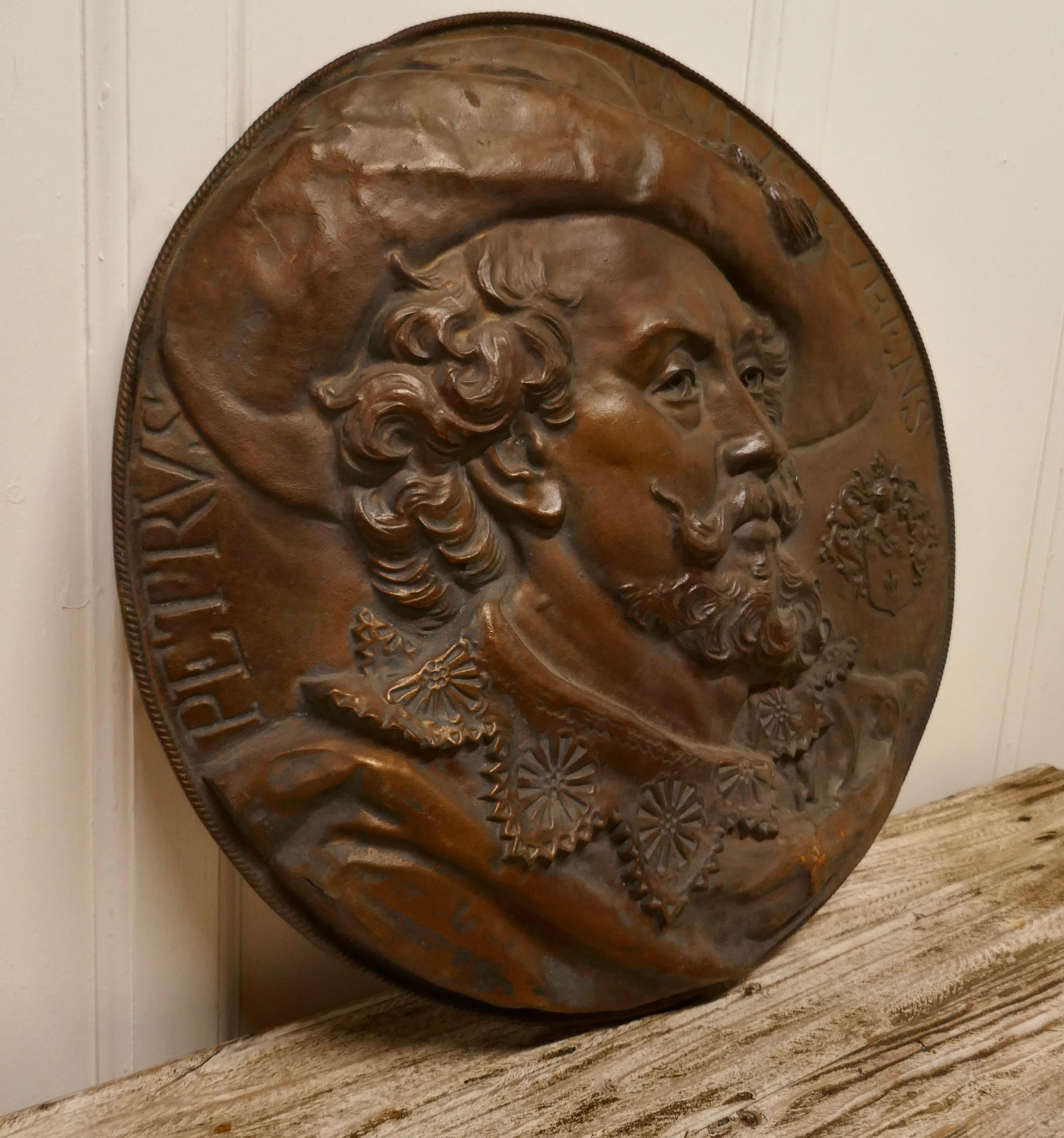 Cast Roundel Portrait Plaque of Peter Paul Rubens, 1577-1640 In Good Condition In Chillerton, Isle of Wight