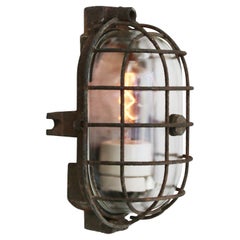 Cast Rust Iron Vintage Industrial Clear Glass Wall Lamp Scone