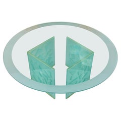 Cast & Sandblasted Glass Round Cocktail Table