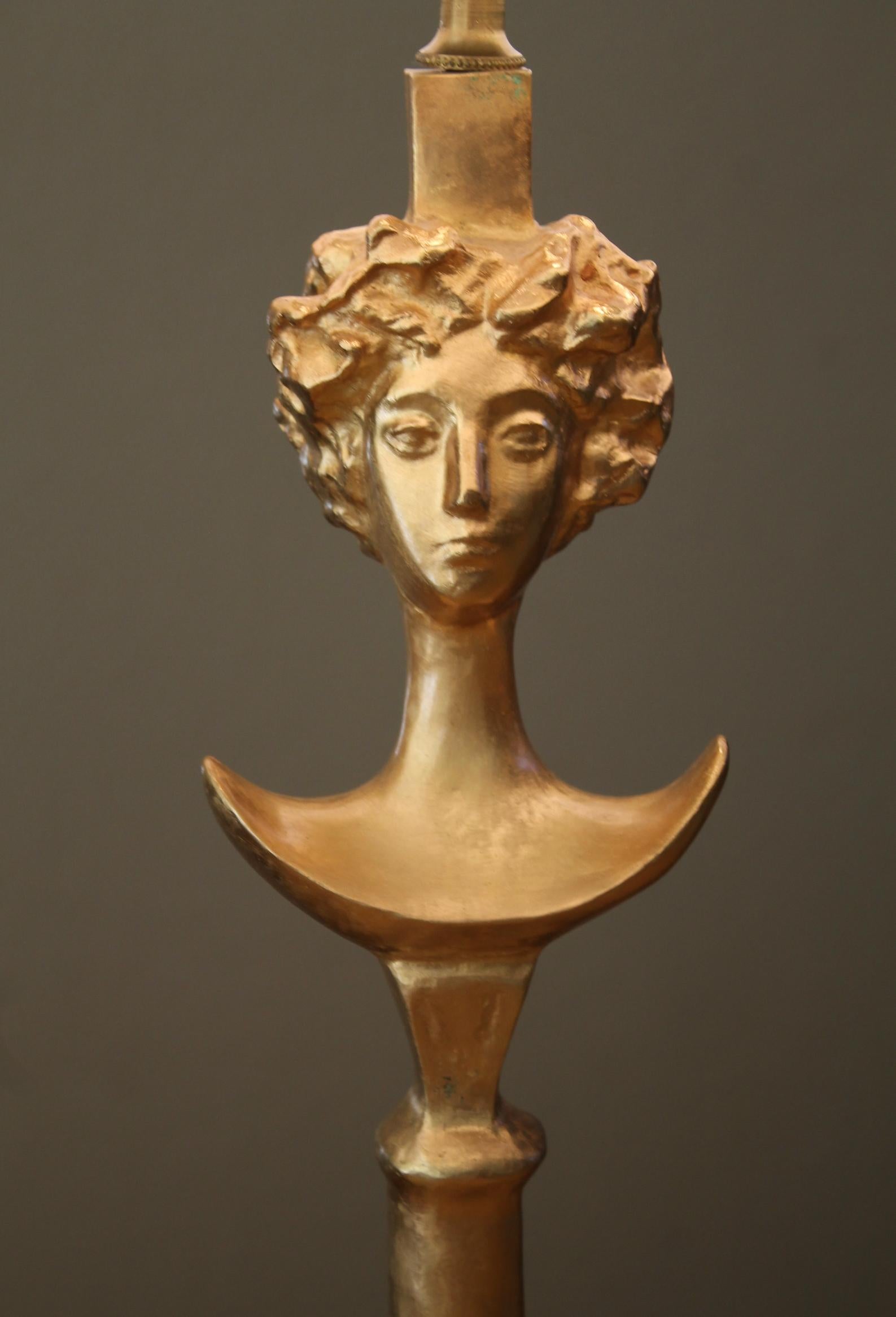 Mid-Century Modern Lampe de table sculpturale d'après Alberto Giacometti, 1978 1st Thus Studio Decor en vente