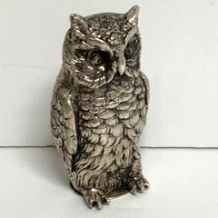 Cast Silver '.800' Owl Spice Box