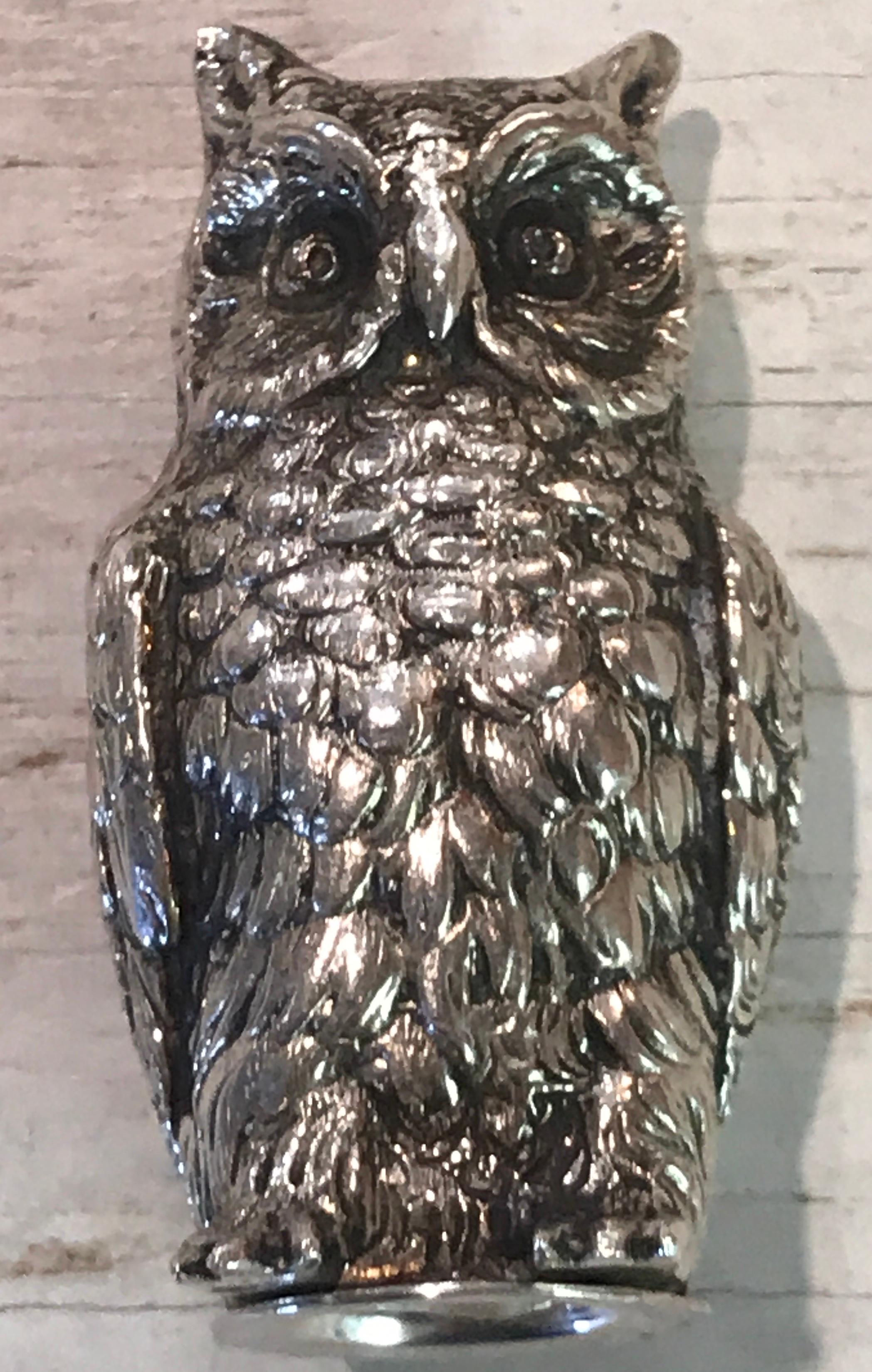 German Cast Silver '.800' Owl Spice Box