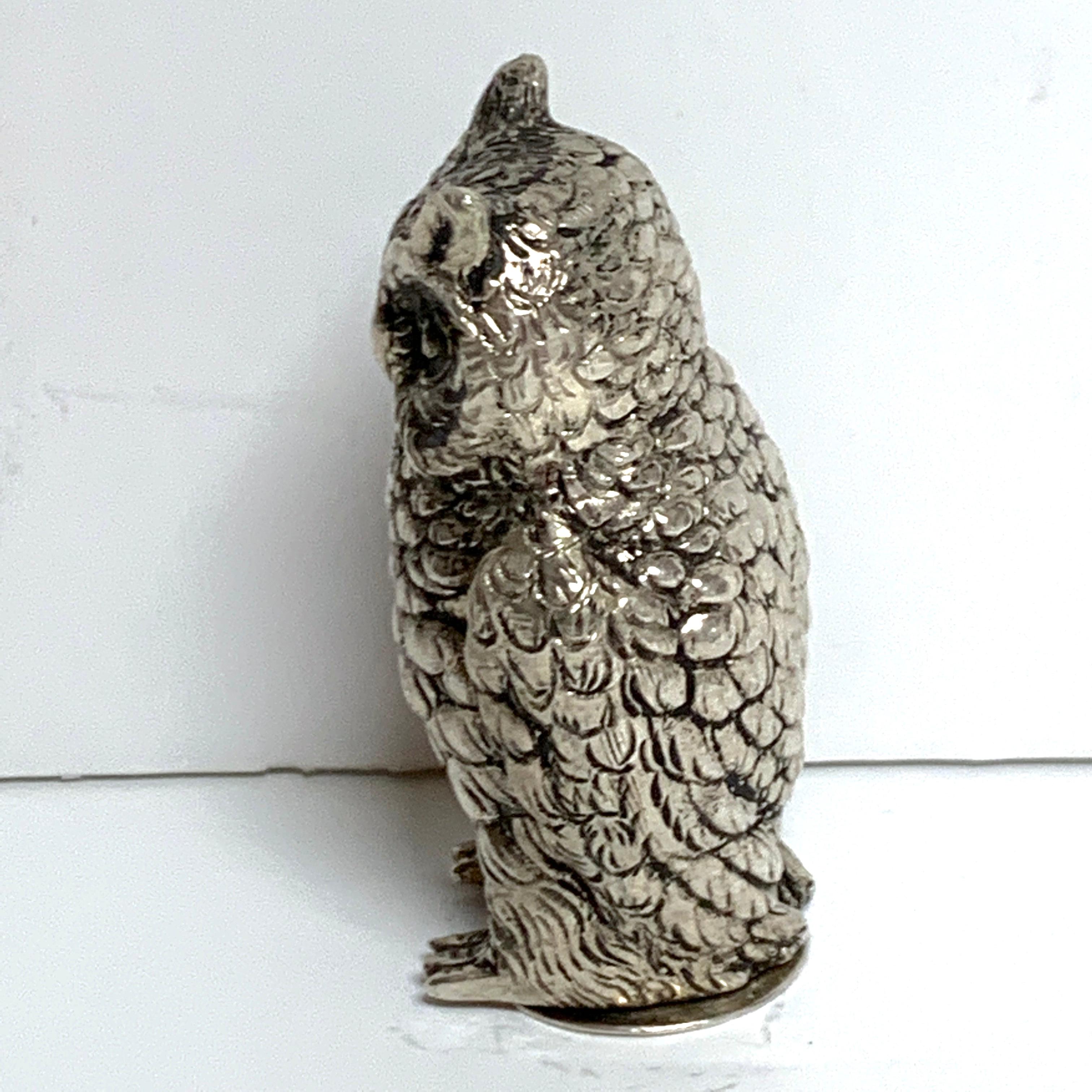 Sterling Silver Cast Silver '.800' Owl Spice Box
