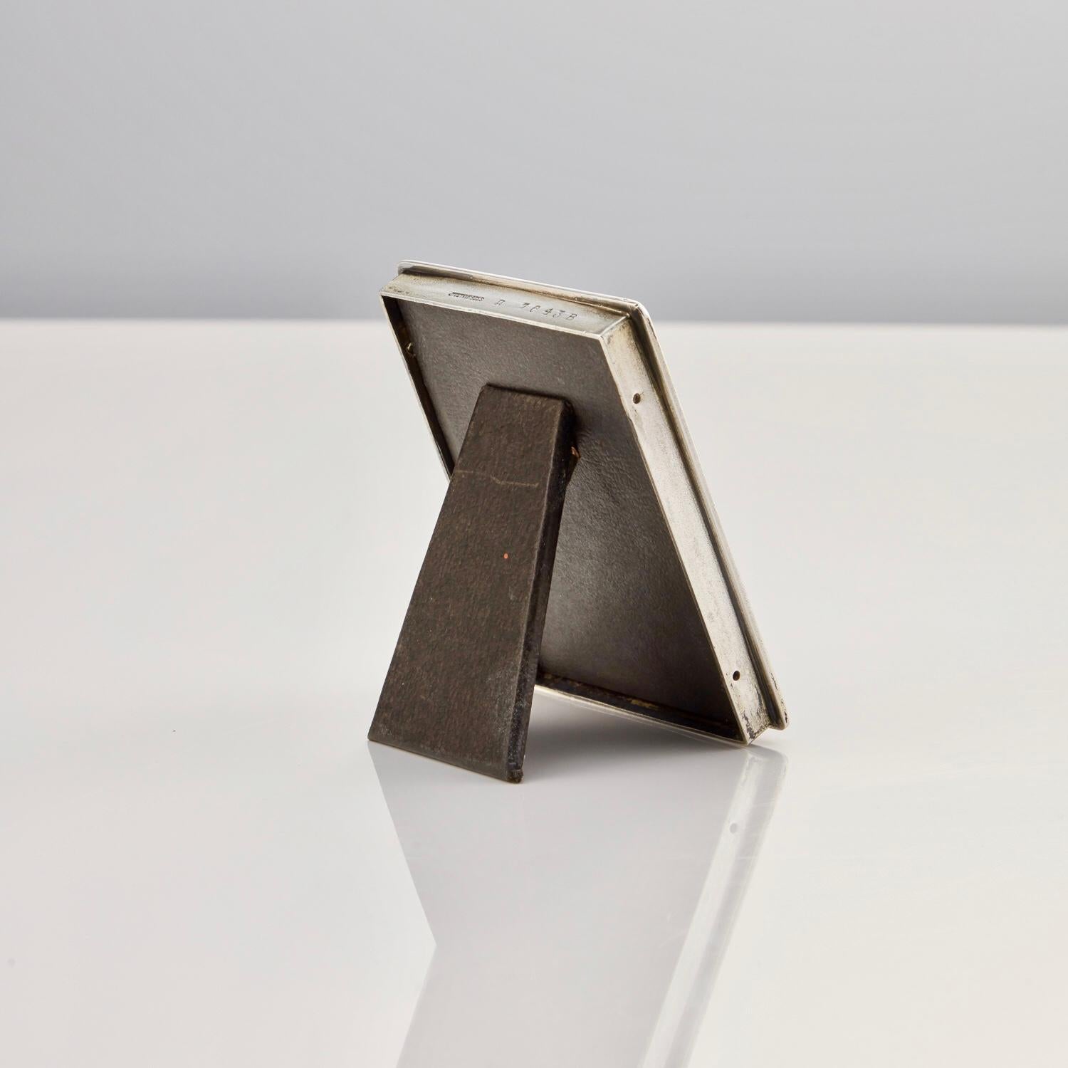 Small Cast Silver and Blue Guilloche Enamel Photo Frame by Tostrup circa 1960 In Excellent Condition In London, GB