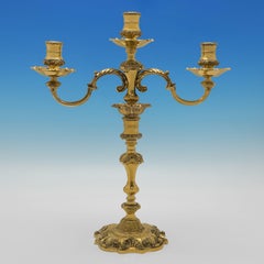 Candelabro in argento fuso e dorato in stile Paul de Lamerie - Carrington & Co. 1965